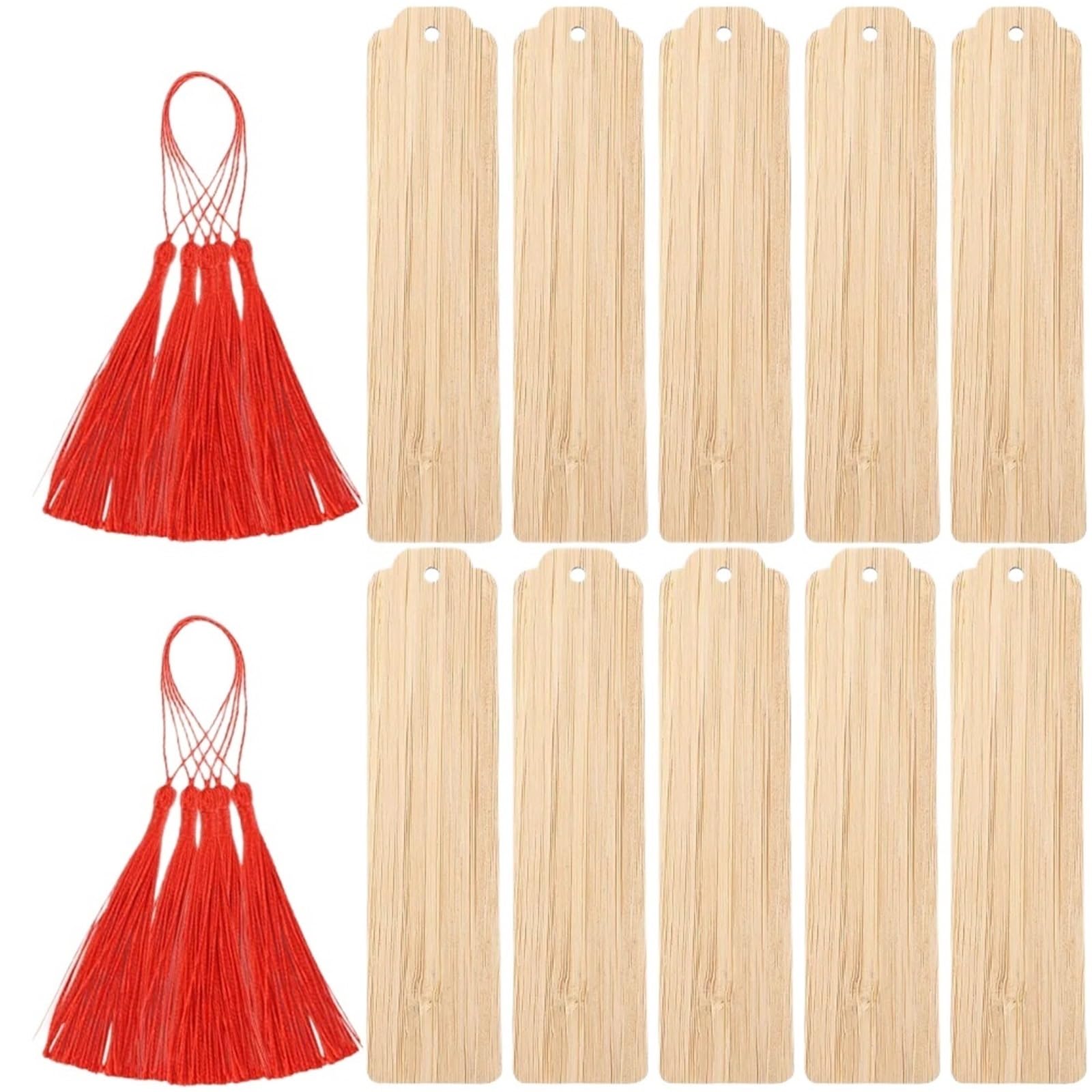 30Pcs Blank Lesezeichen DIY Gravierte for Lesen Label Plain Quaste Zubehör für DIY Lesezeiche