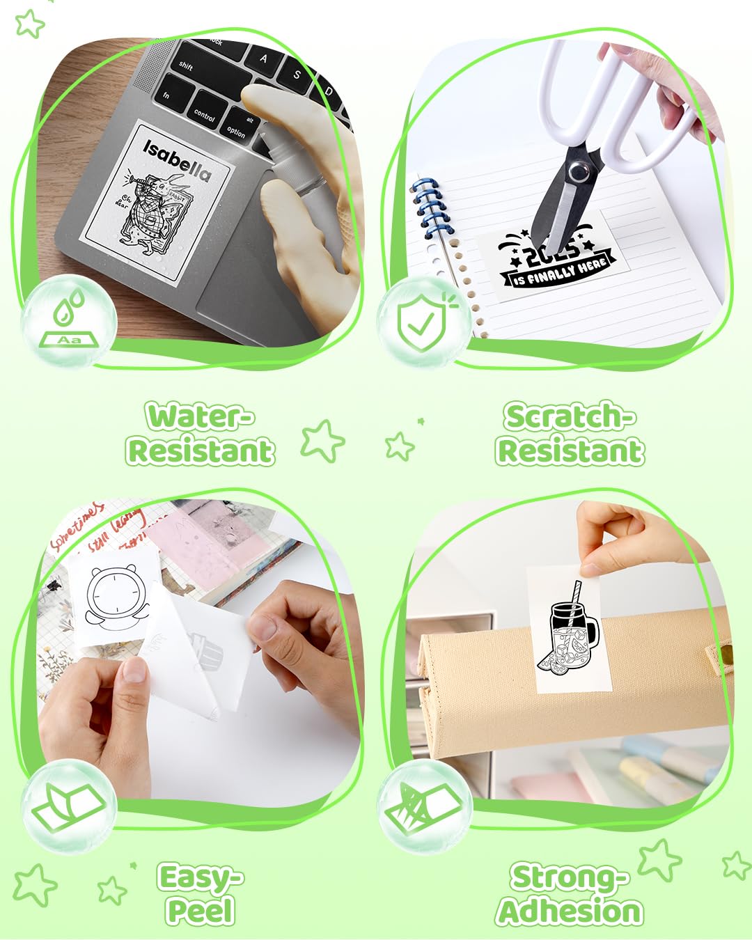 10 Roules de Papier Autocollant Compatibles avec ORGSTA S002/Memoking T02 Q02E/Lovcoyo X6 Mini Imprimante Thermique, Rouleau de Papier 2'' pour Caméras Instantanées Enfants, Multicolore, Sans BPA