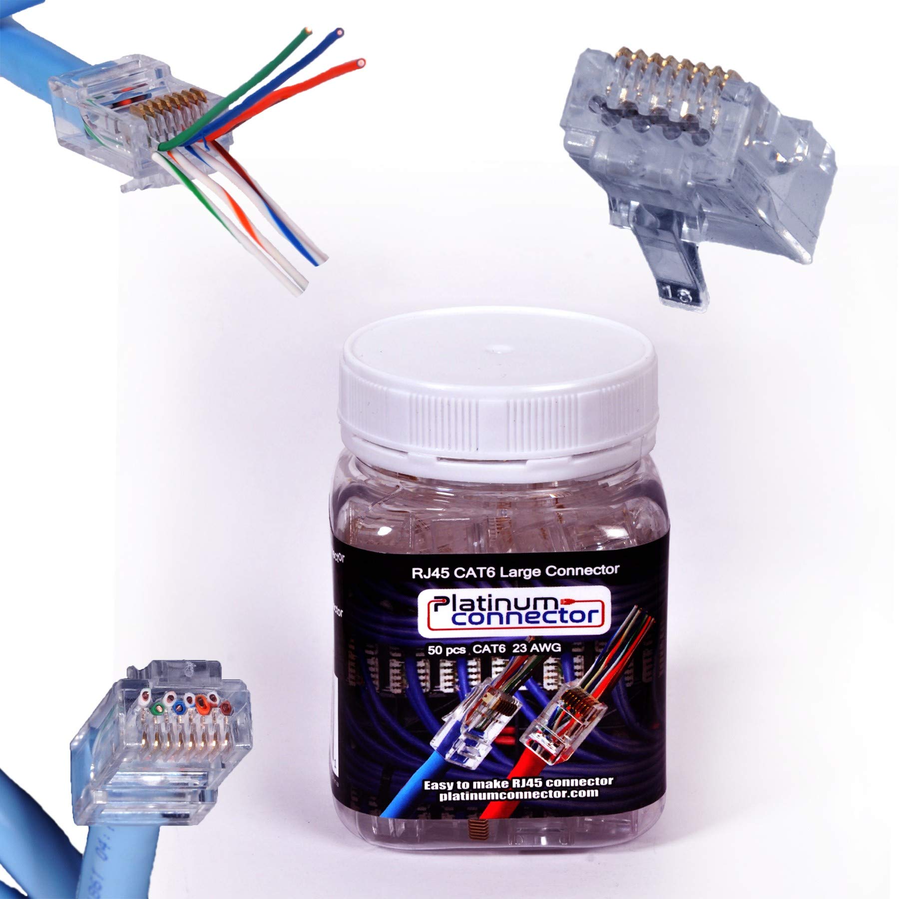 Platinum Connector RJ45 (50pcs) Modular Snap Plugs/Clips for CAT6a CAT6