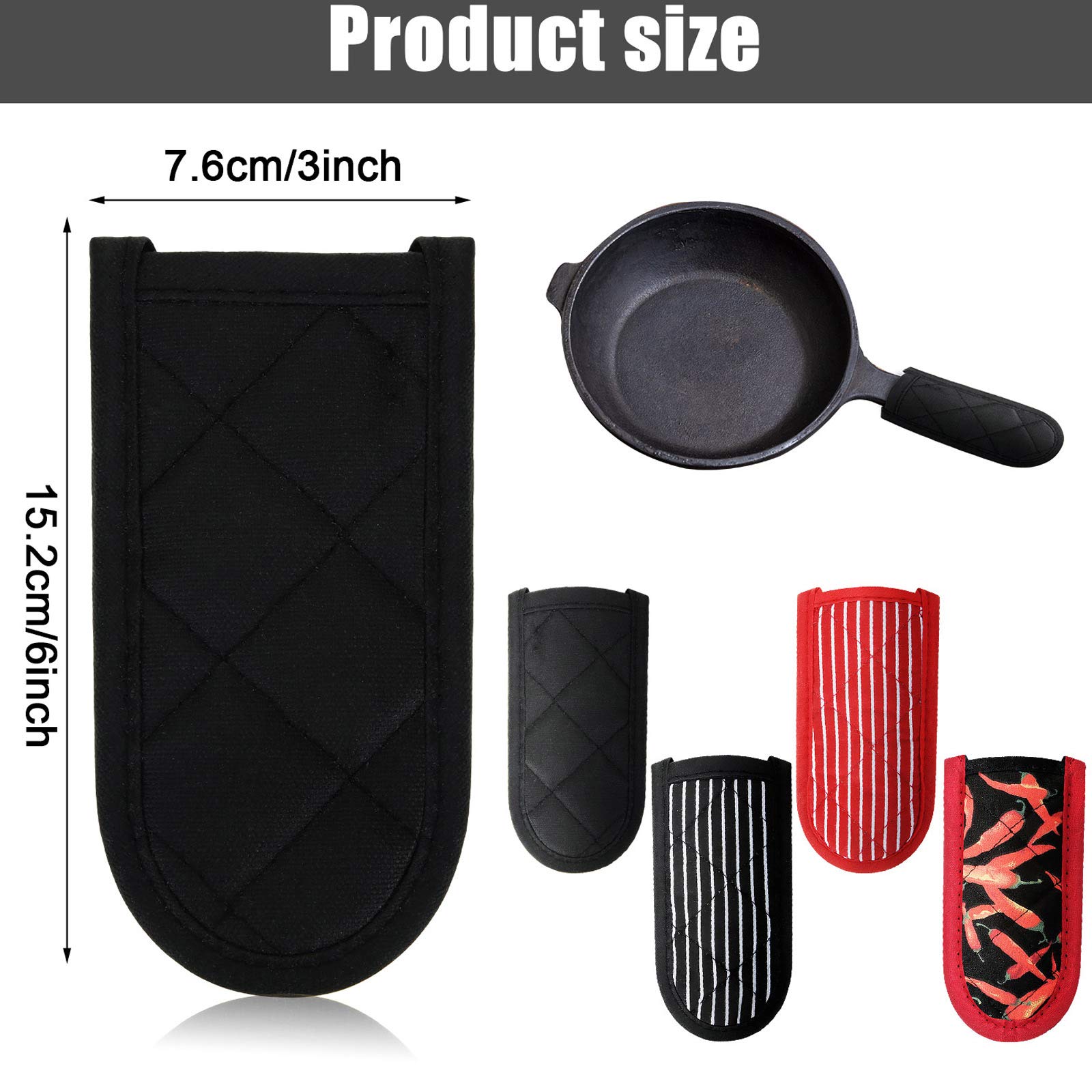 4 Pfannengriffabdeckungen Hitzebeständig – Baumwolle/Polyester – Für Gusseisen, Wok & Grill