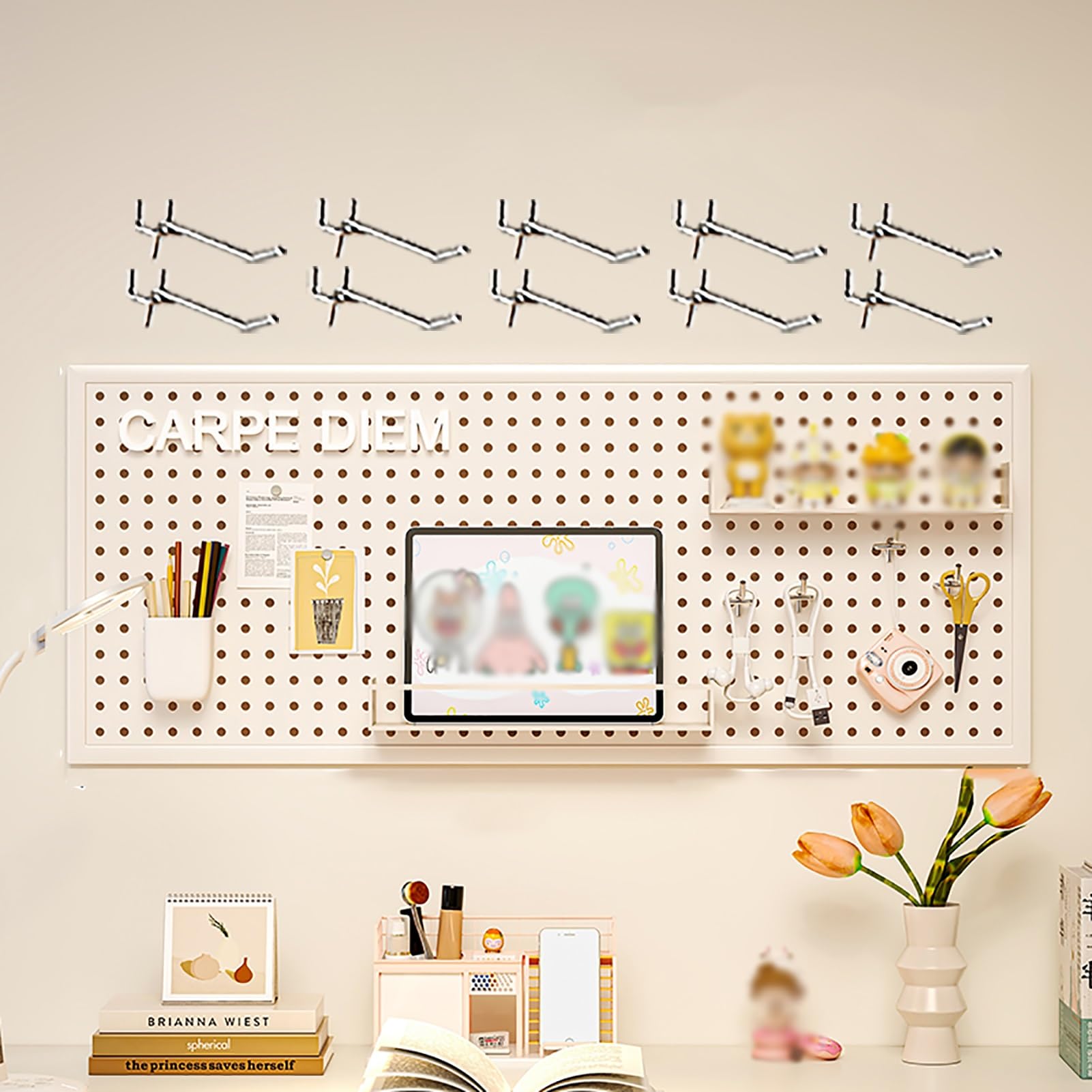 Tablero Perforado Escritorio Panel Perforado Organizador Herramientas Panel Herramientas Pared Pegboard Organizador Pared(100x40cm/39x16in)