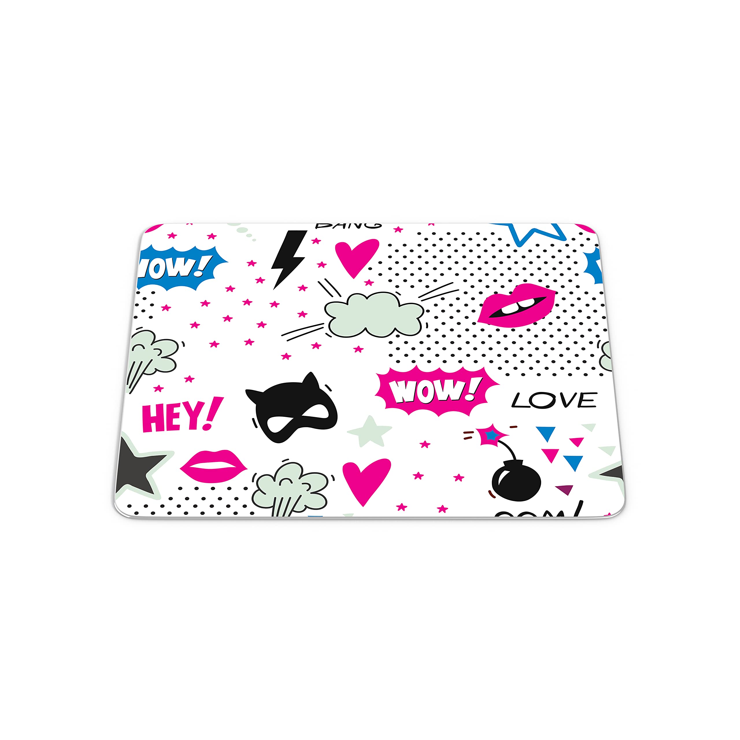Bonamaison, Rectangle Pop Art Digital Printed Mouse Pad, Non-Slip Base, for Office and Home, Size: 22 x 18 cm