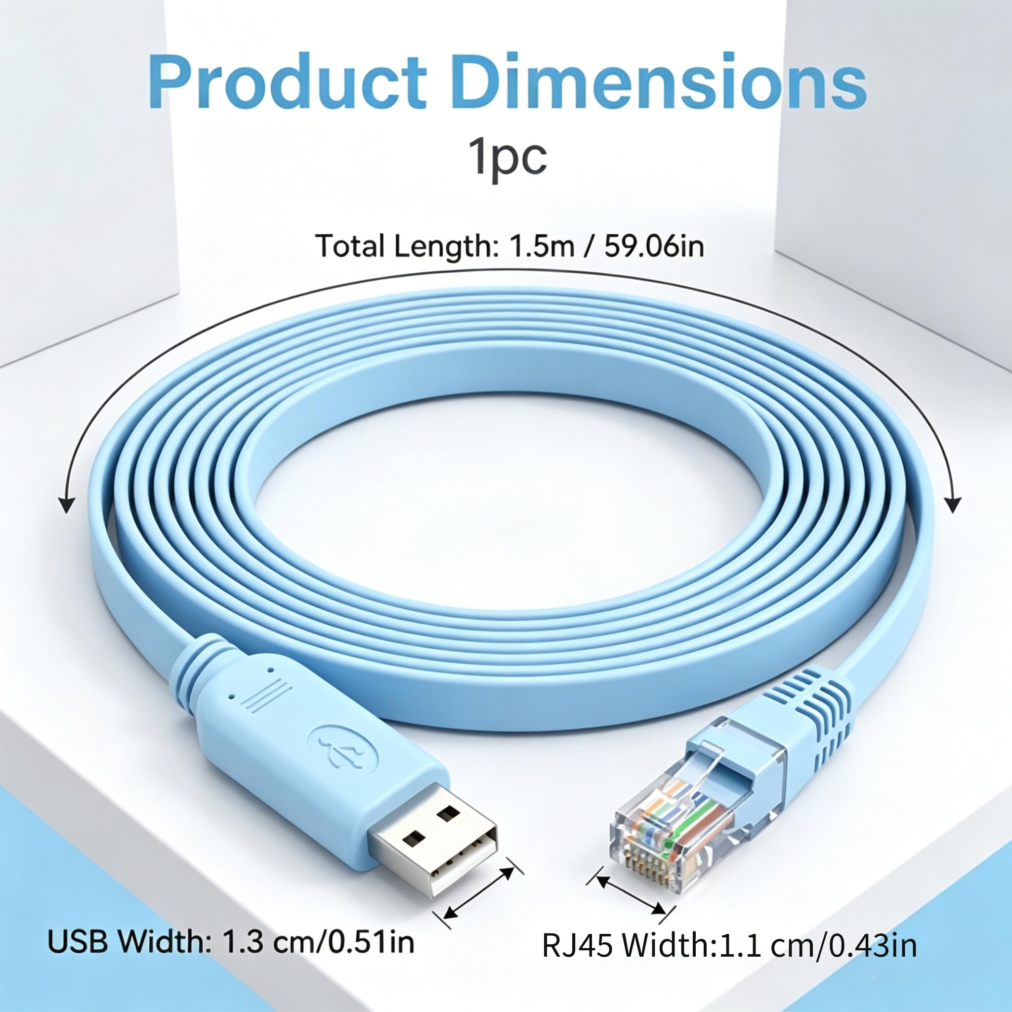 Konsolenkabel USB zu RJ45, USB zu RJ45 Kabel mit FT232 Chip, USB Console Cable für Router Switch Firewall, Netzwerk Konfigurationskabel RS232 Serial Adapter für Windows Linux Mac OS, Plug y Play 1.5 m