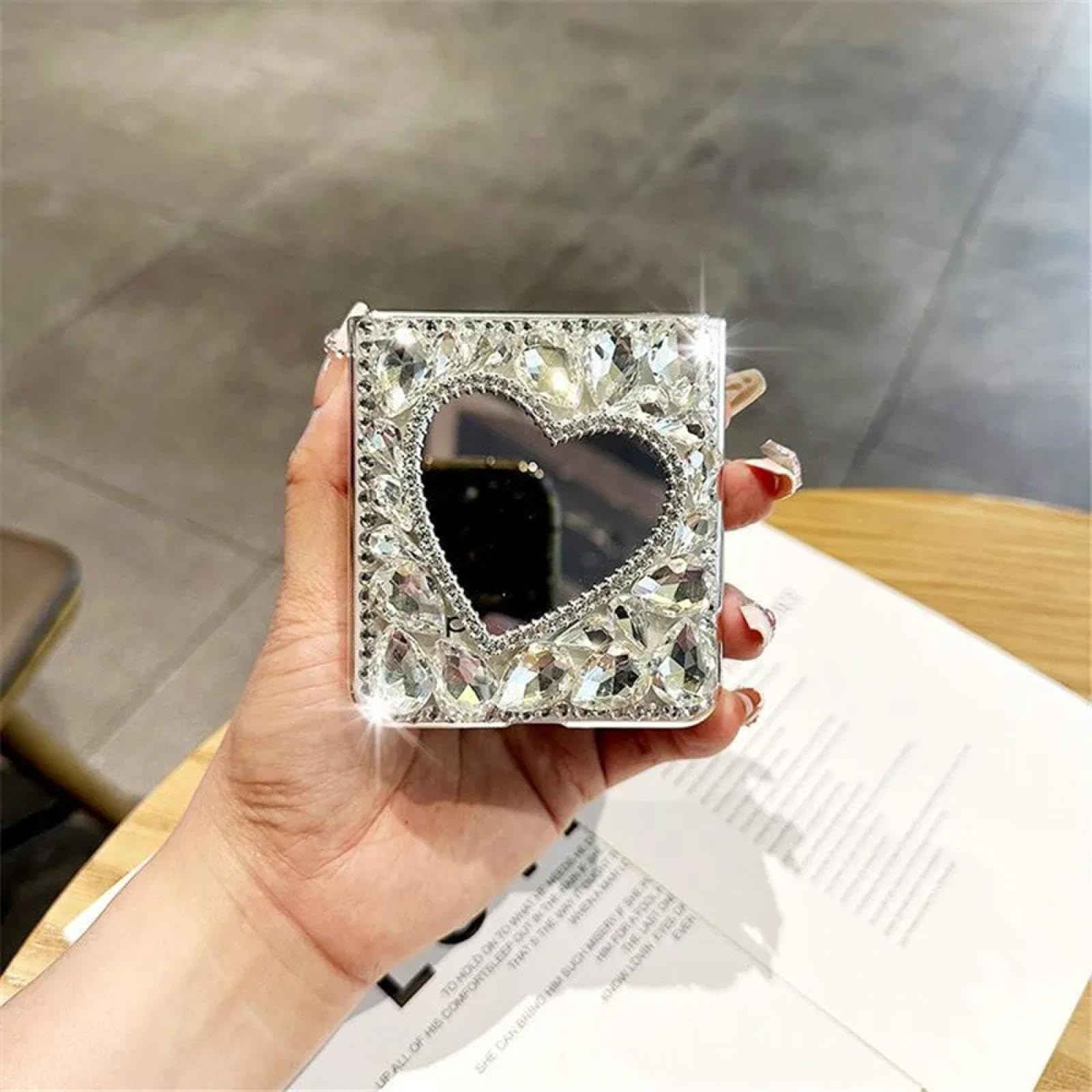 Coque strass Samsung Z Flip 5 antichoc brillante avec miroir de protection chic