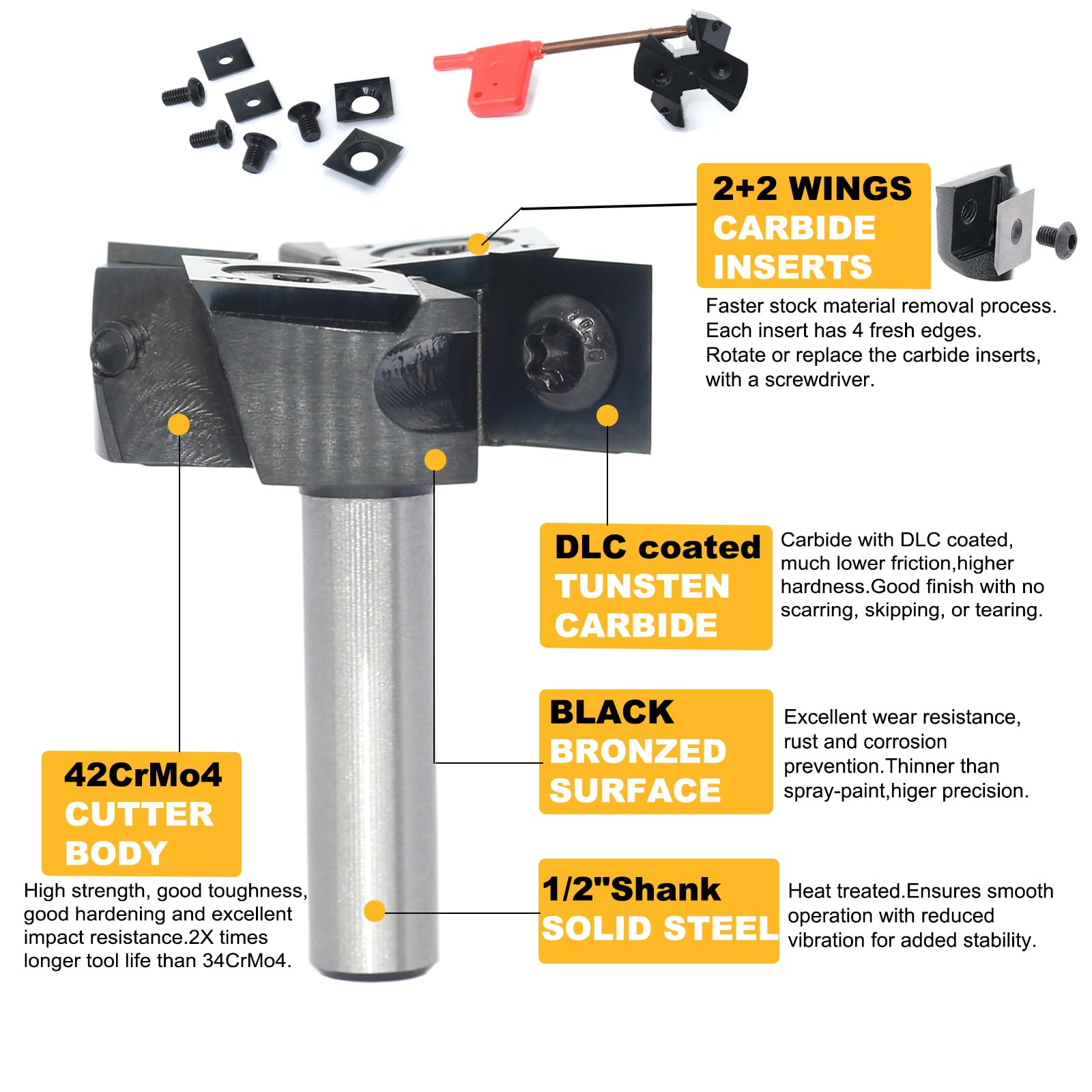 Surfacing Router Bit For Handheld Snapklik.com : DLC Coating CNC Spoilboard Surfacing Router Bits,Plain ...