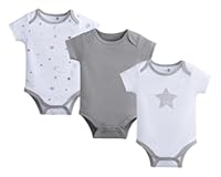 Unisex 3-Pack 100% Cotton Short Sleeve Bodysuit
