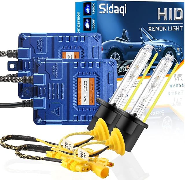 Sidaqi 2PCS High Bright H1 65W HID Xenon Conversion Kit 6000K Xenon White Canbus Replace For Car Headlight Bulbs/Halogen Bulb