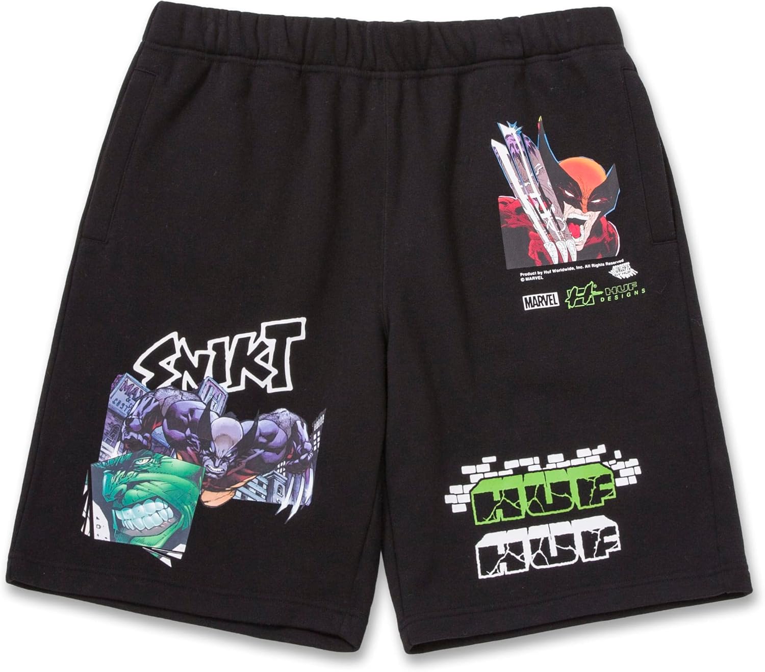HUF x Marvel Smash Up Fleece Shorts - Black