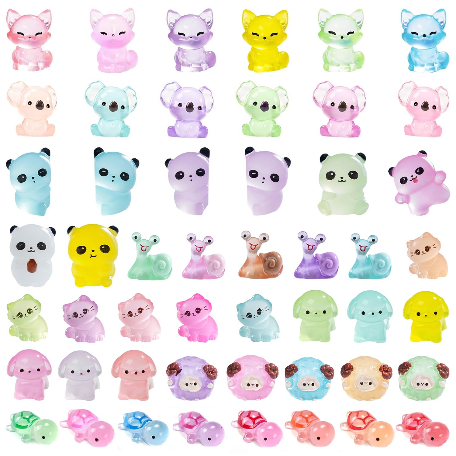 Tqcplfdiddo Dark 50Pcs Mini Resin Animals, Glow In The Tiny Resin Animals Miniature Little Small Animal Figures For Micro Fairy Garden Landscape Accessories Dollhouse