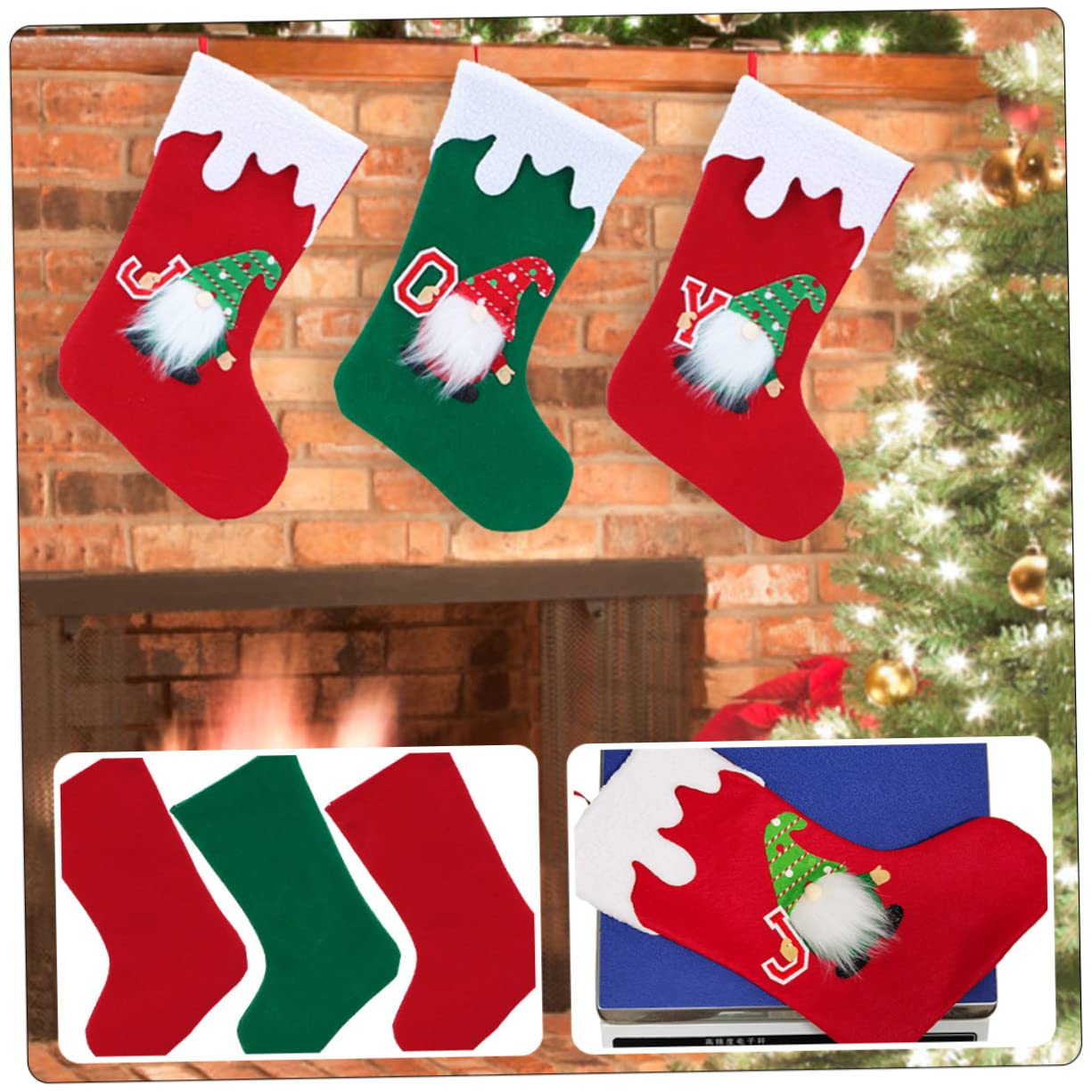 TOPBATHY 12 STK Gesichtsloser Weihnachtsstrumpf Kaminstrümpfe Hängende Tasche Christbaumschmuck Weihnachtsbaum Tasche Strümpfe Socken-geschenktüte Weihnachtstasche Vlies