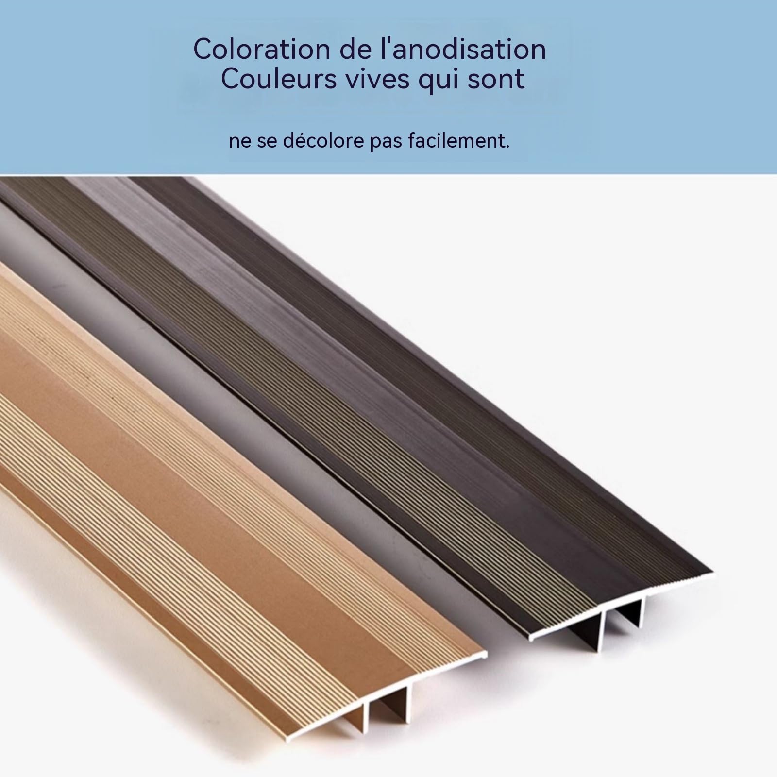 Barre De Seuil en Aluminium 90 Cm (Lot De 3) Profil De Transition pour Sol Stratifié Cache-Joint Et Combler Les Fissures De Sol Transition Moquette vers Carrelage(Champagne Gold,No Base)