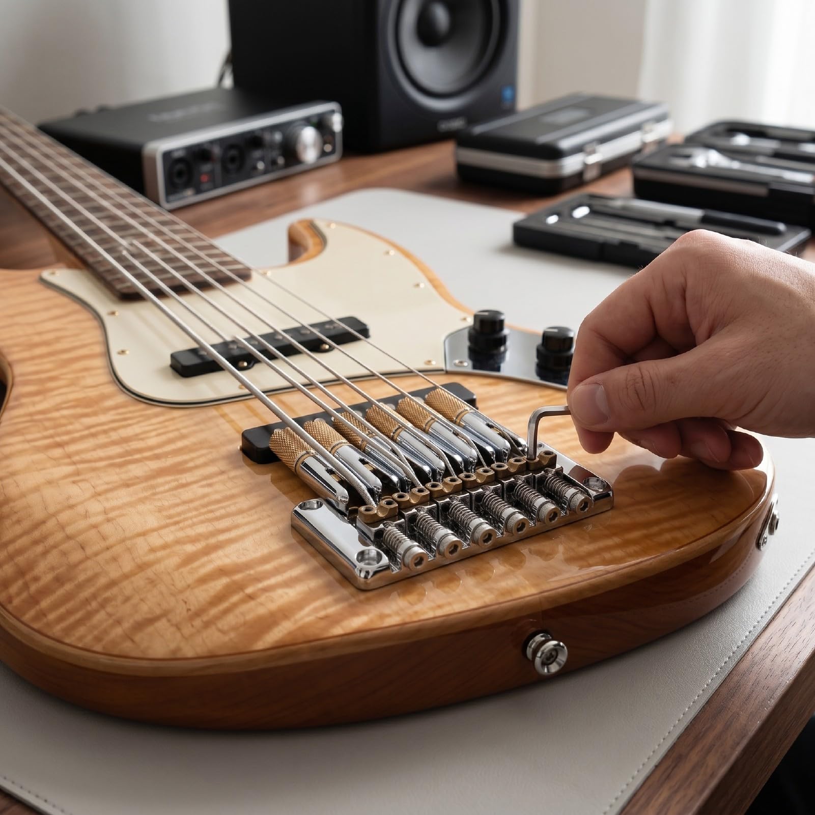 Zunate Ponte per Chitarra Senza Testa in Lega a 6 Corde, Ponte per Chitarra Elettrica con Selle Regolabili, di Ricambio in Metallo per Parti di Senza Testa