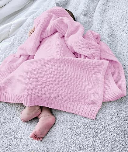 Miniatura 10 de Manta de punto 100% algodón para bebés y niñas, manta cálida y acogedora de algodón suave para bebés, recién nacidos, guardería, niña, manta, cuna,