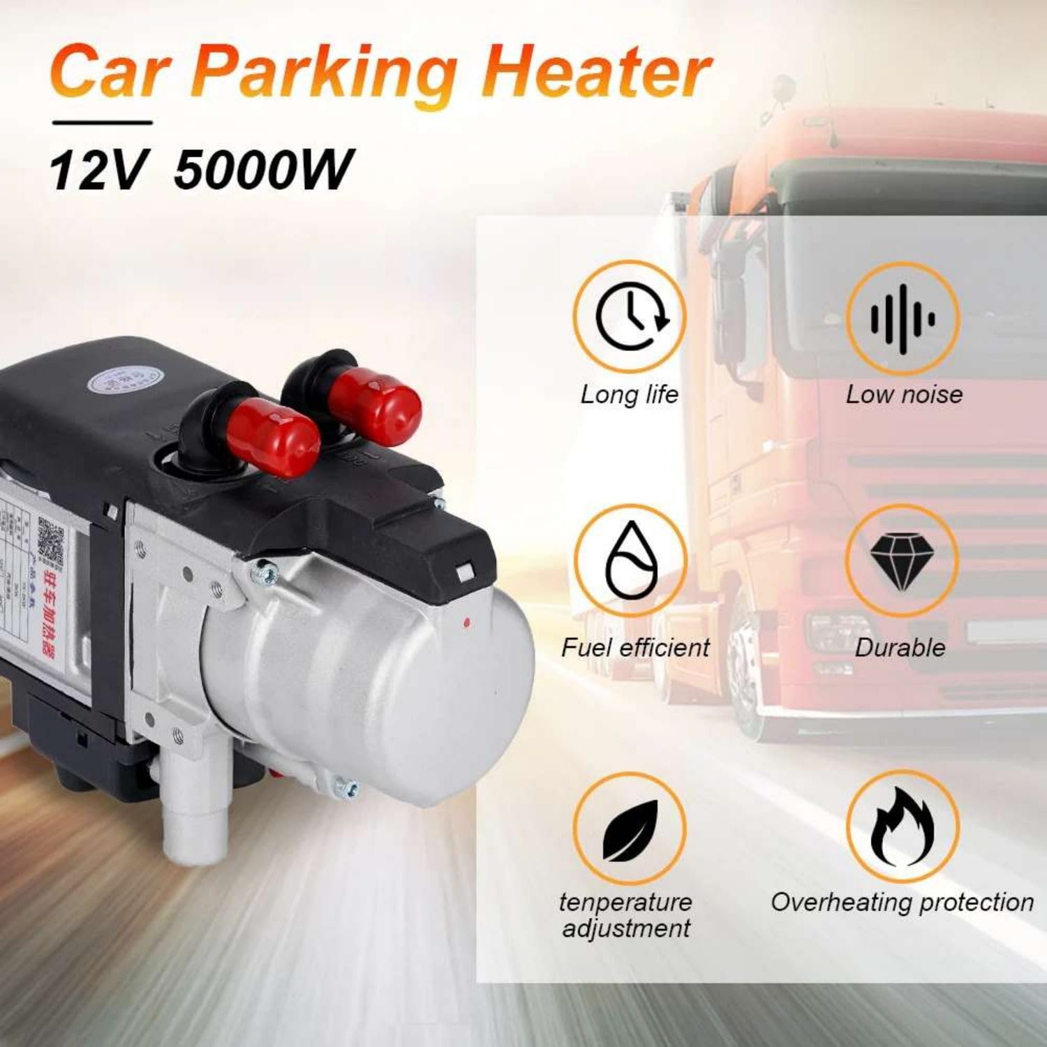 5 kW 12 V Calefacción hidrónica de refrigerante, con control remoto, combustible líquido, calefacción diésel, preparación de agua caliente, control de temperatura, programable, para barco