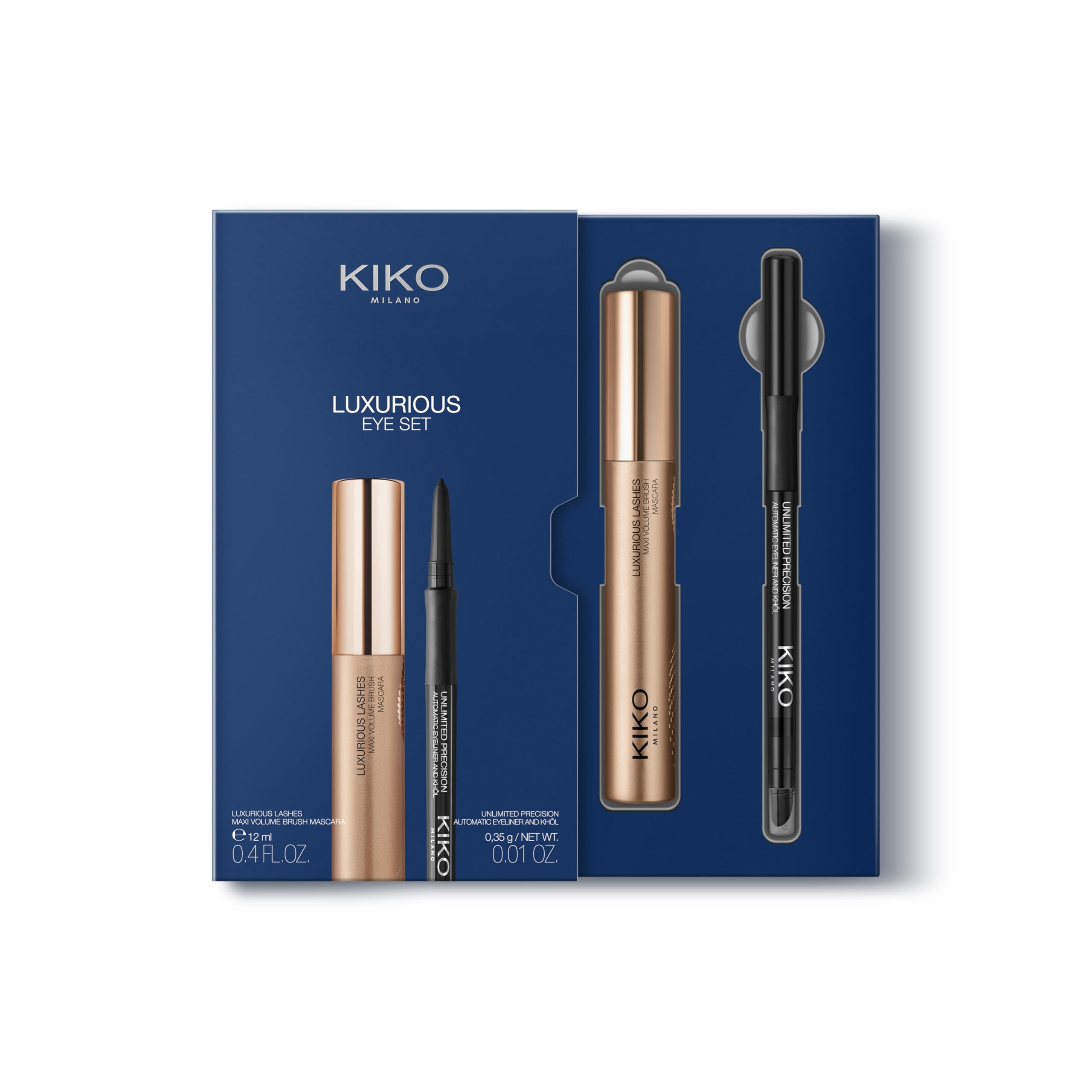 KIKO Milano Luxurious Eye Set, Zestaw Do Makijażu: 1 Tusz Do Rzęs Z Efektem Wymodelowanych Rzęs I 1 Kredka Do Oczu