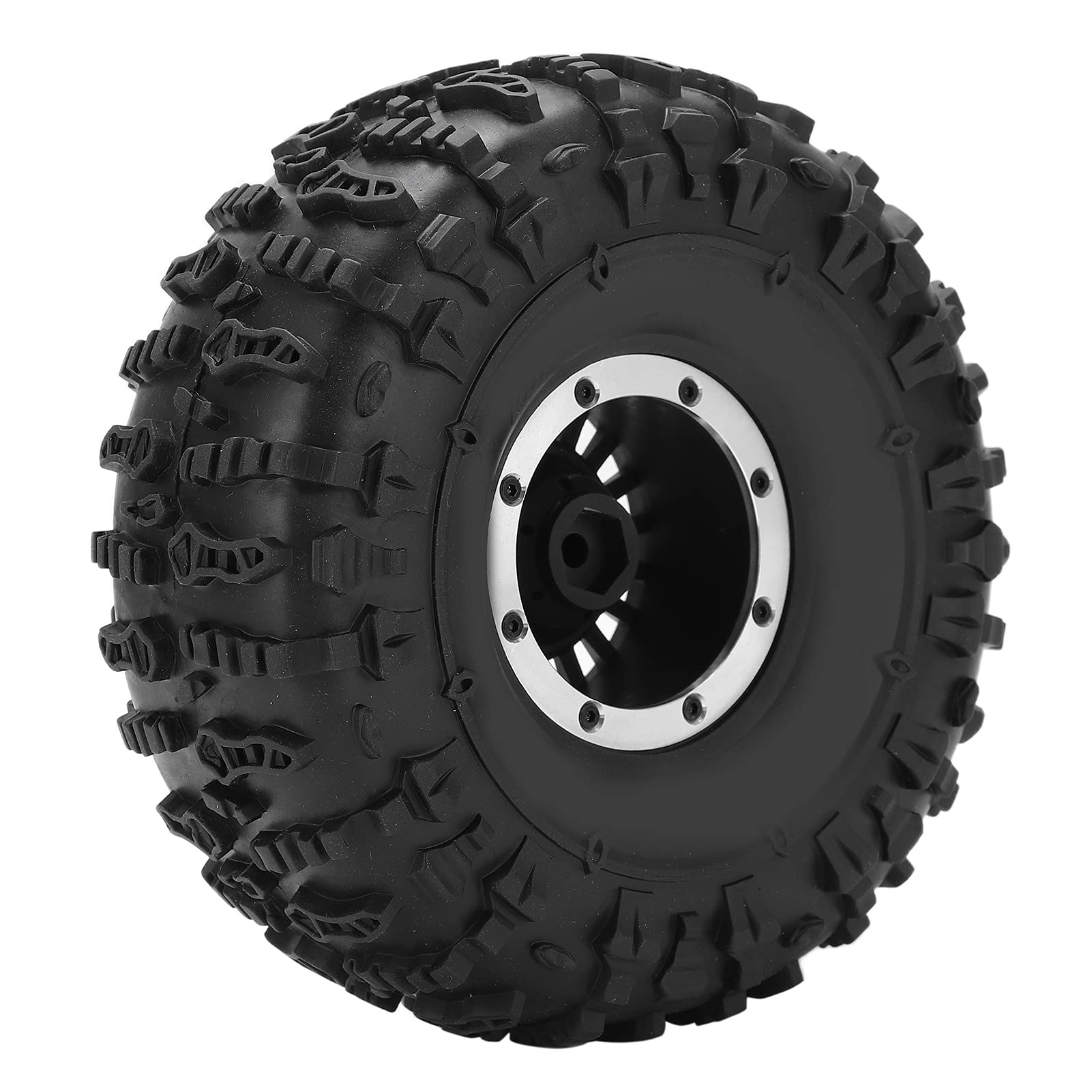 Timelli per auto telecomandate Auto Alluminio ruote in gomma in lega di gomma ad alte prestazioni forti impugnatura durevole per auto rc capra 1.9utb axi03004 rbx10 ryft 90048 (Nero)