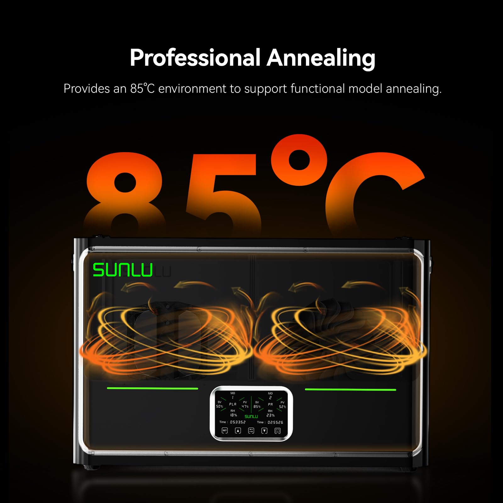 2026 SUNLU S4 Pro Secador de Filamento, Caja Secadora de Filamento para 4 Bobinas con Dos Cámaras Ajustables por Separado, 380 W hasta 85 °C, 8 Salidas de Filamento, para PLA PETG ABS TPU PA PC Nylon