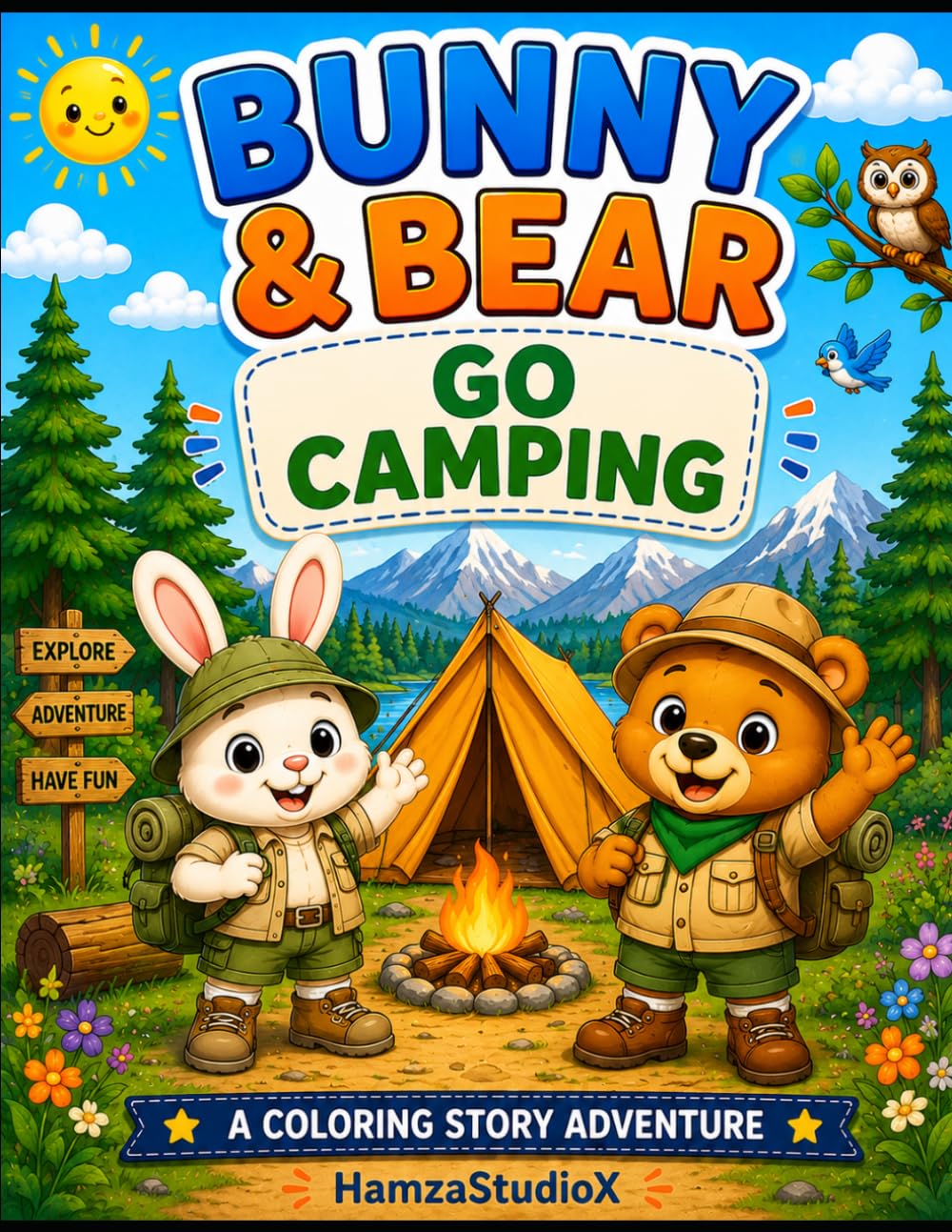 Bunny & Bear Go Camping: A Fun Coloring Story About Camping, Nature, and Adventure (Bunny & Bear Adventures)
