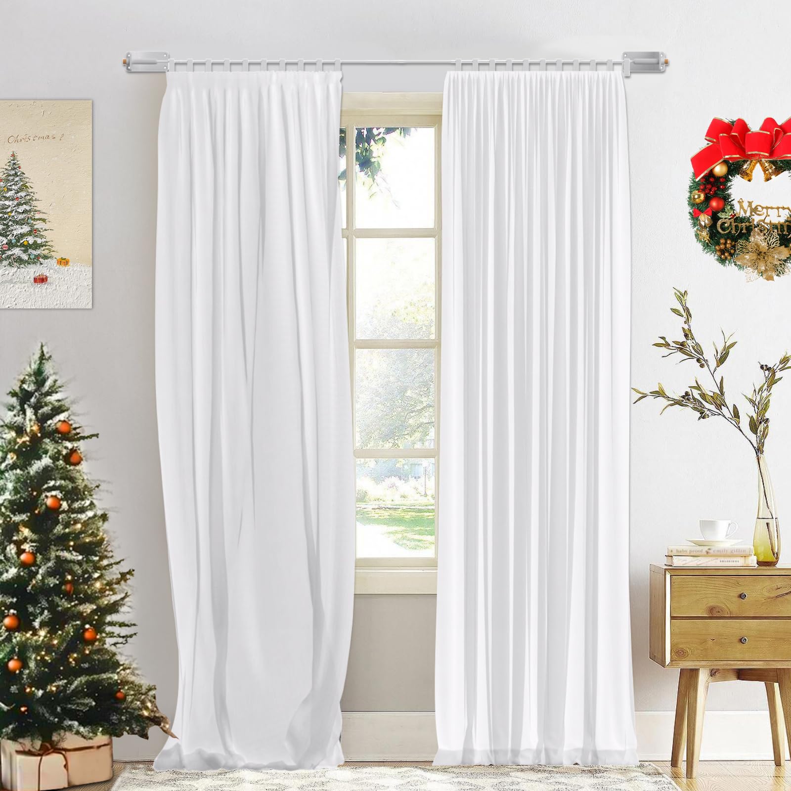 Cortinas opacas de alta densidad FS KEEWO de 213 cm con caída elegante