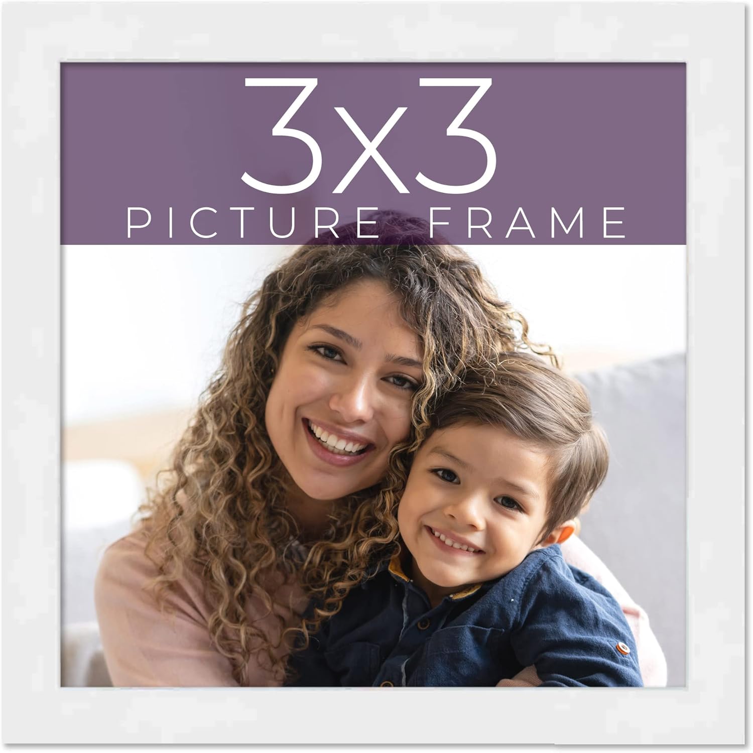 18x18 in Frame White Real Wood Picture Frame Width | Interior Frame Depth 0.5 Inches | White Mid Century Photo Frame Complete with UV Acrylic, Foam Board Backing & Hanging Hardware