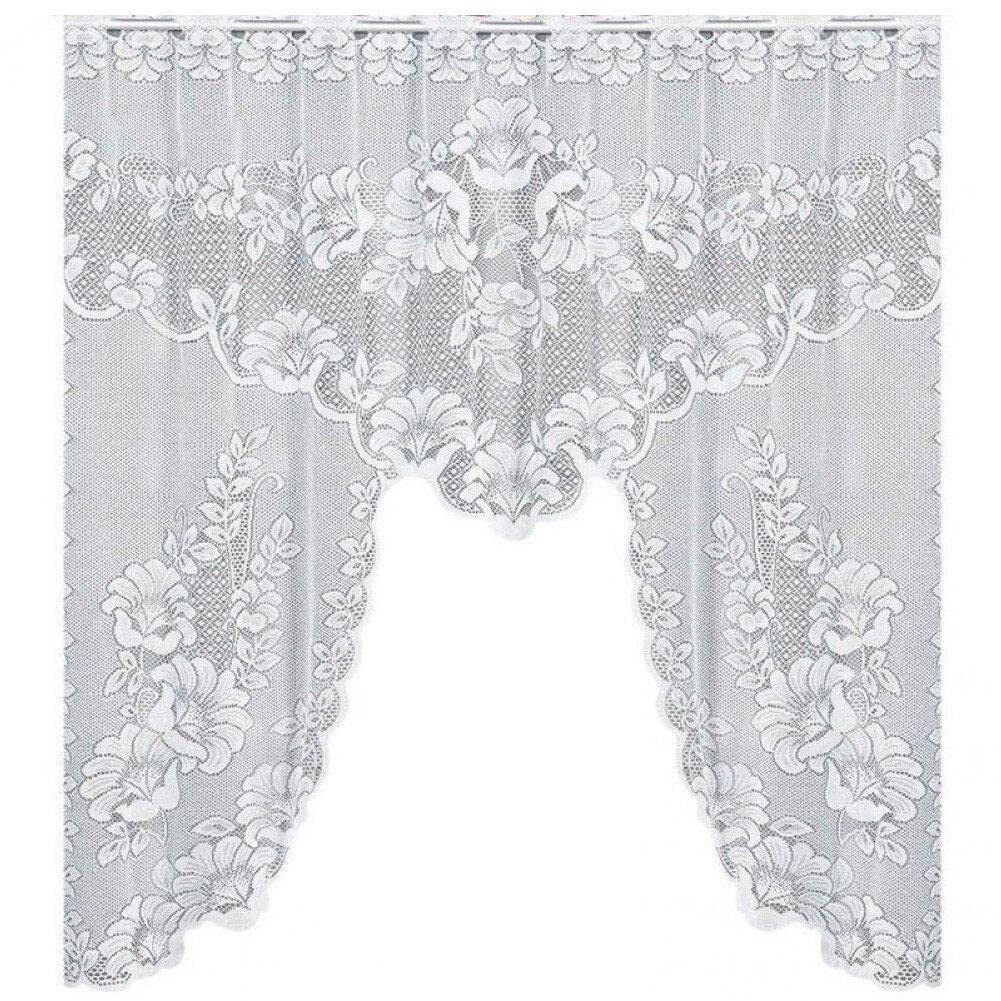 Luxylei Lace Sheer Curtain Valance Floral Lace Swag Curtain Valance Tier for Window Doorway Kitchen Bathroom