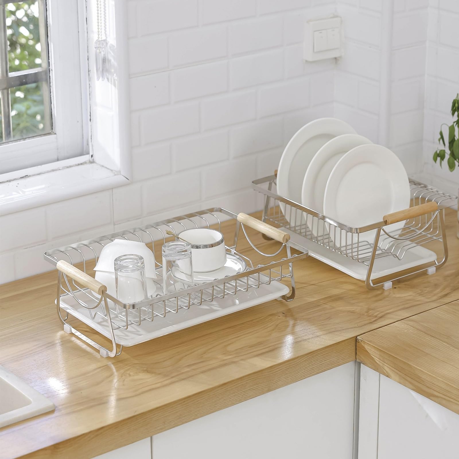 Égouttoir à vaisselle, égouttoir latéral vertical en métal, étanche et résistant aux hautes températures, design ouvert, ventilation par le bas pour cuisine et balcon