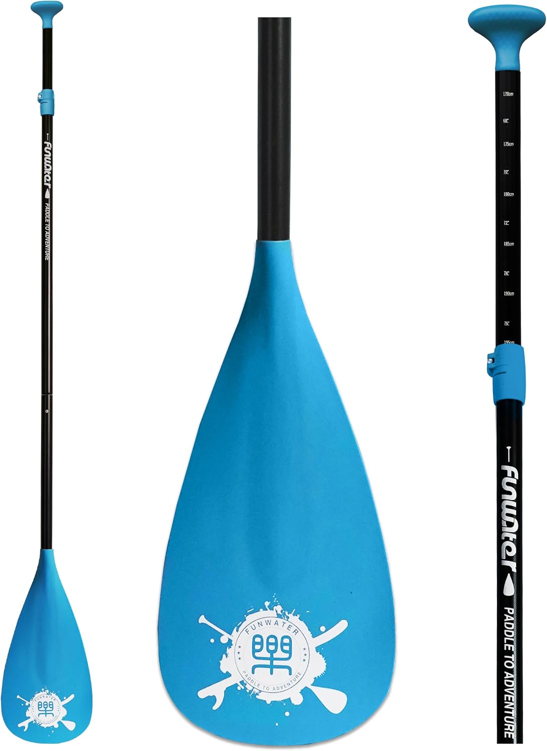 FunWater SUP Paddel-Schwimmfähiges Paddel, 165-215cm Verstellbar 3-teiliges Paddel für Stand up Paddling, Leichtgewichtig, langlebig