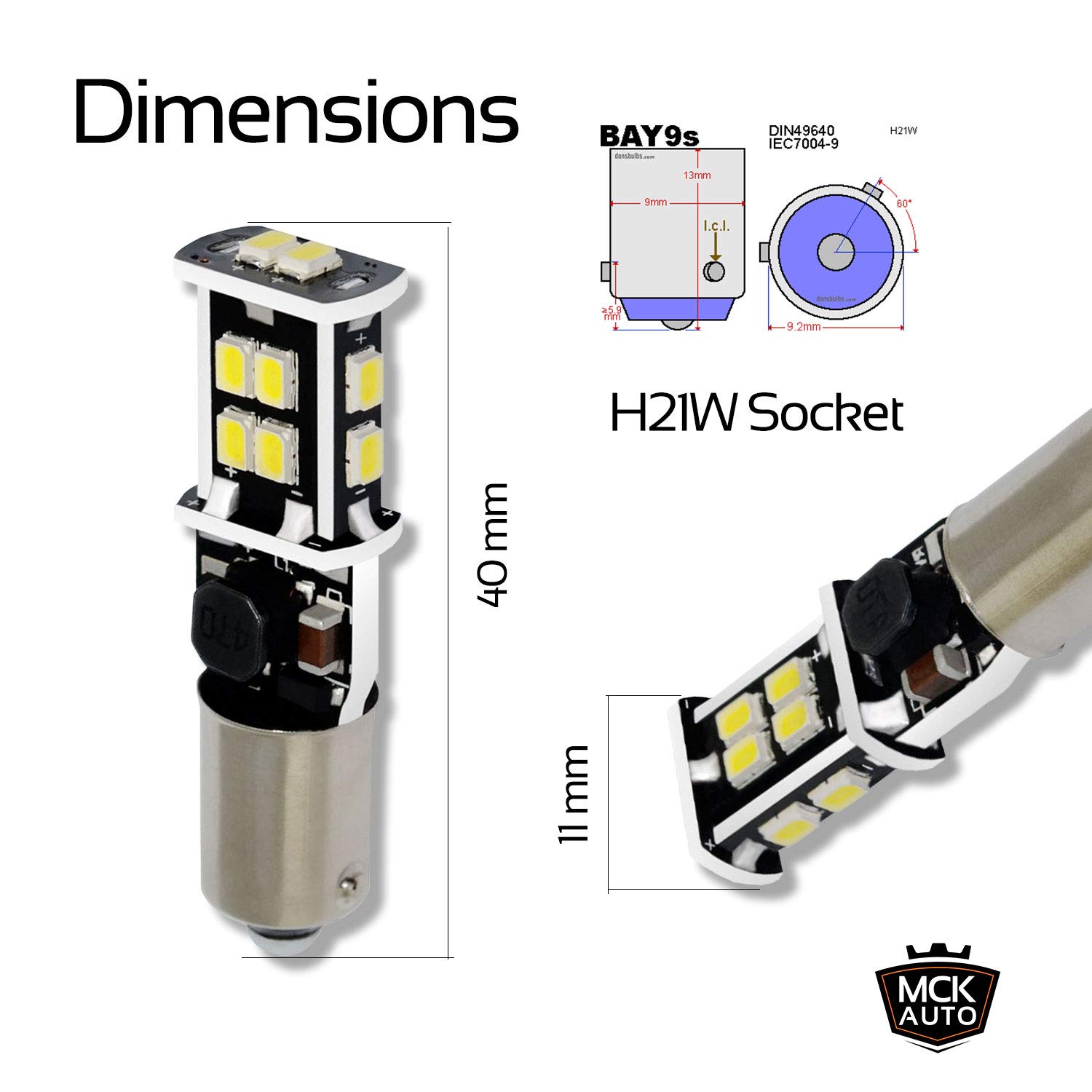 Sostituzione per LED CanBus H21W BAY9s Set di lampadine bianche molto chiare e senza errori compatibili con F30 F31 LCI