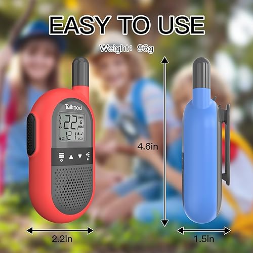 Miniatura 6 de Talkpod F40 Walkie Talkies 2 unidades para niños, adultos, radio FRS de mano de 2 vías con batería de iones de litio 22CH Walkie Talkie familiar con