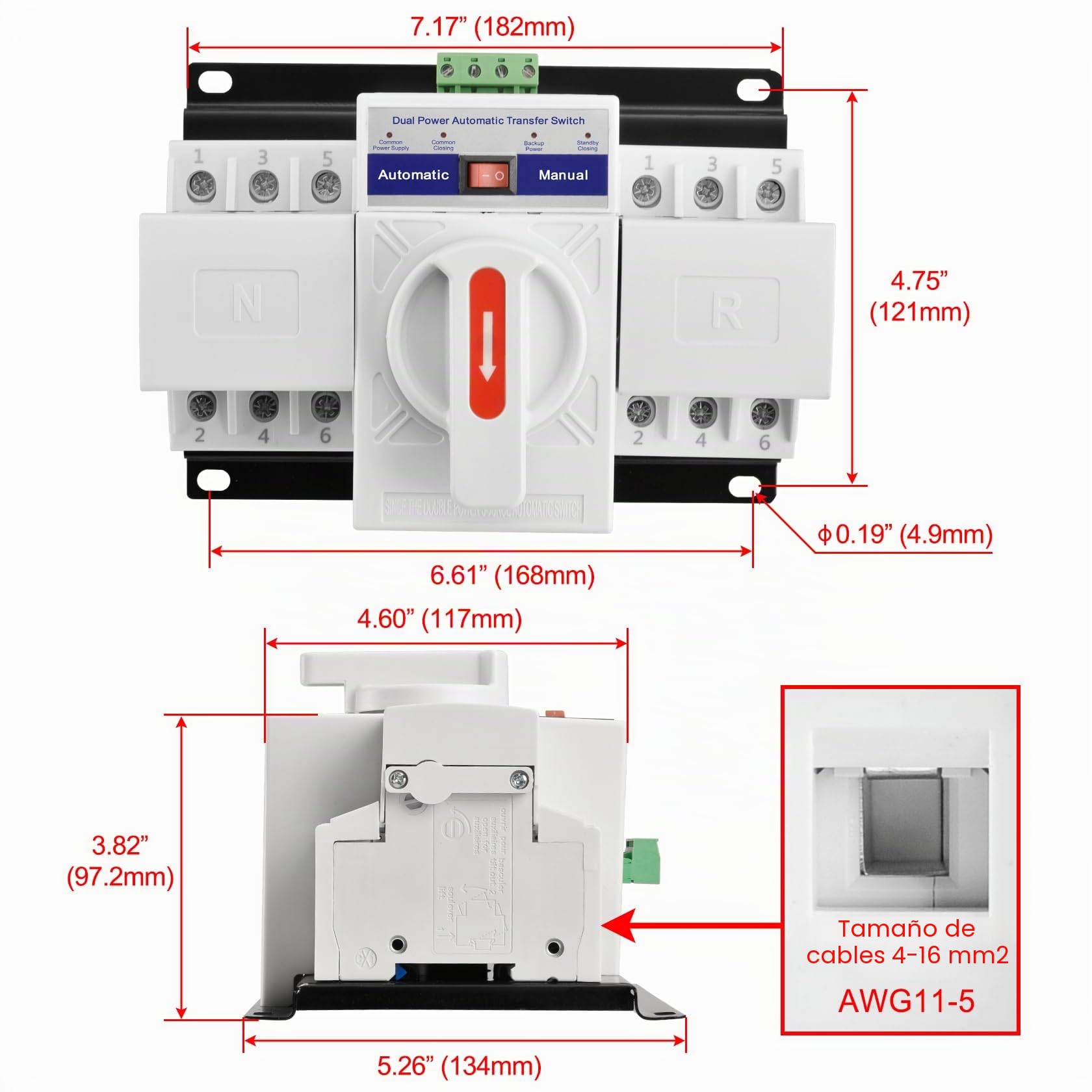 Heschen ATS HSQ1-63 - Interruptor de transferencia automática Dual Power 3P 63A 400V CA Clase CB Auto/Manual para dispositivos con altos requisitos de estabilidad de rendimiento
