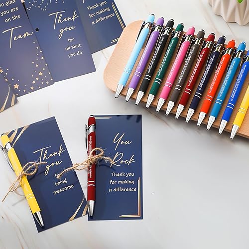 Vista 15 de Qilery Juego de 24 bolígrafos de agradecimiento a los empleados, regalos de tinta negra, bolígrafo inspirador de metal con punta de lápiz