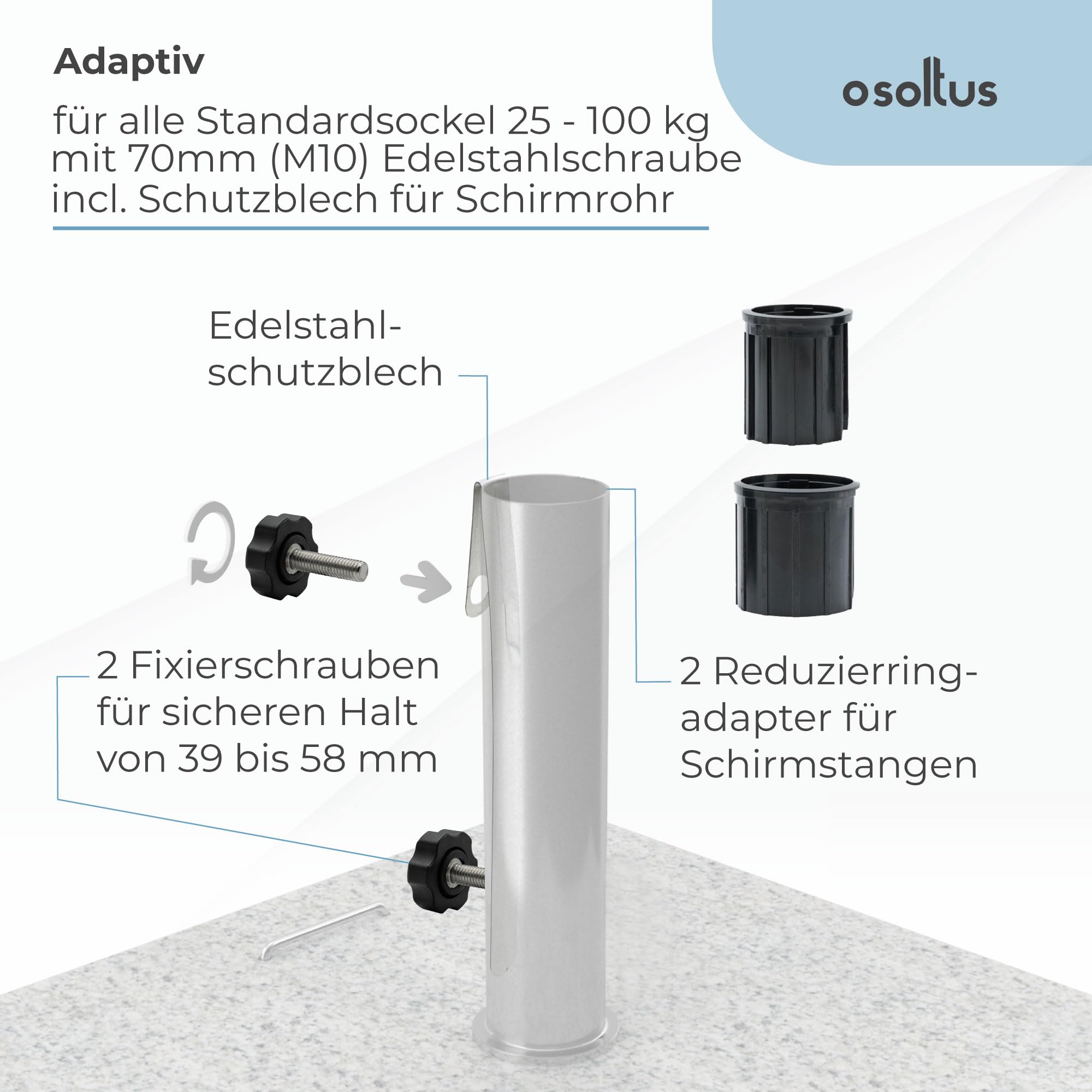 Sens-Line Parasolvoet Vierkant 40kg Trollysysteem