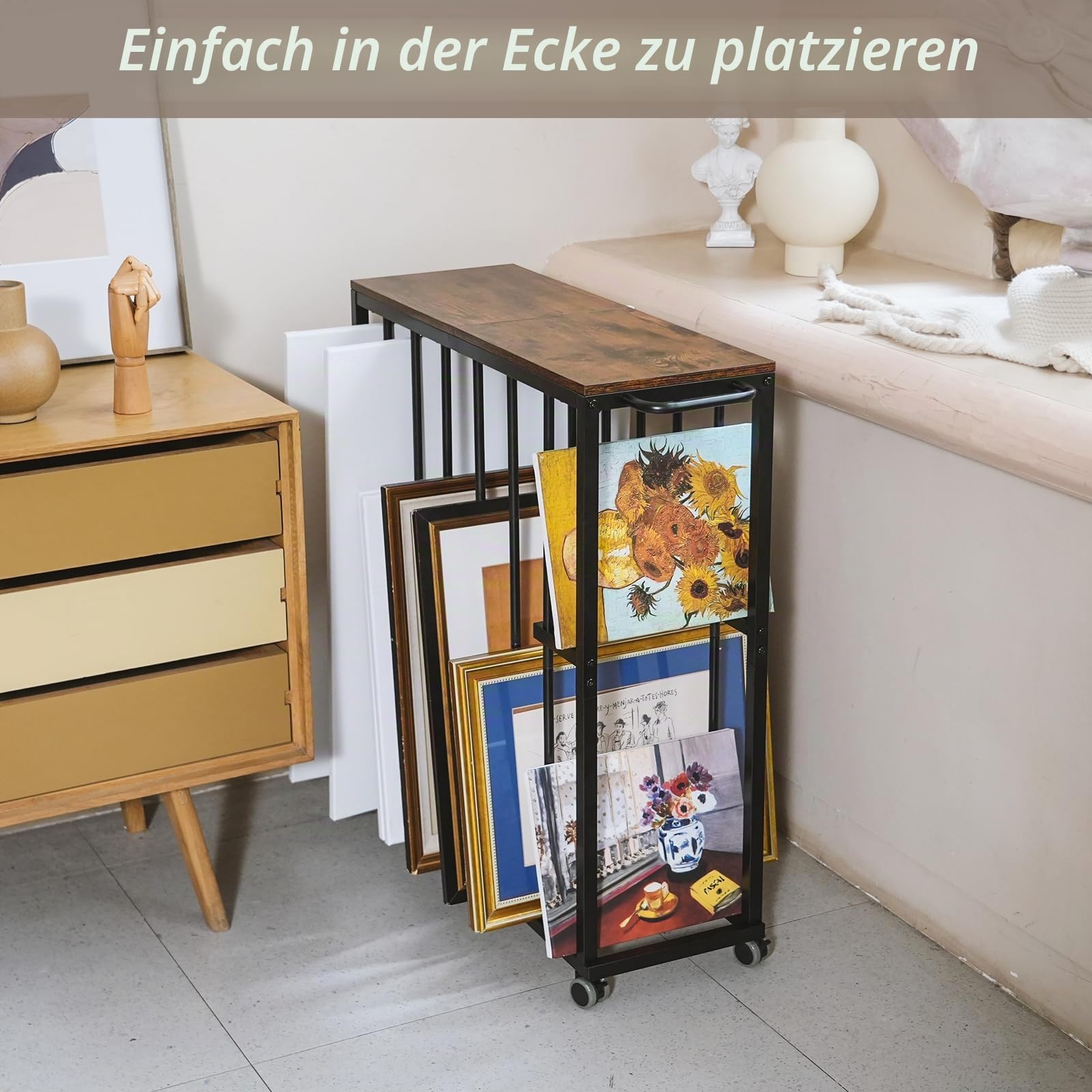 ikkle Großes Kunst-Aufbewahrungsregal, zum Trocknen von Malereien, Leinwandregal mit Rollen, Kunstaufbewahrung, Präsentationsständer für Leinwand, Rahmen, Zeichenbrett, Metallhandwerk Druckregal für