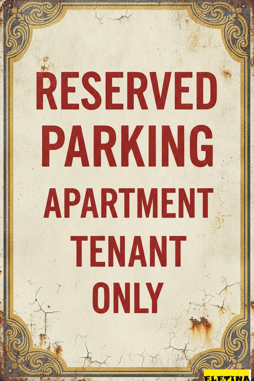 Reserved Parking Apartment Tin Sign, 8x12 Inch Decor
