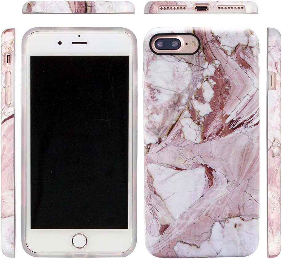 GOLINK iPhone 7 Plus Case/iPhone 8 Plus Marble Case, Matte Marble Series Slim-Fit Anti-Scratch Shock Proof Anti-Finger Print Flexible TPU Gel Case for iPhone 7/8 Plus - Nude Marble