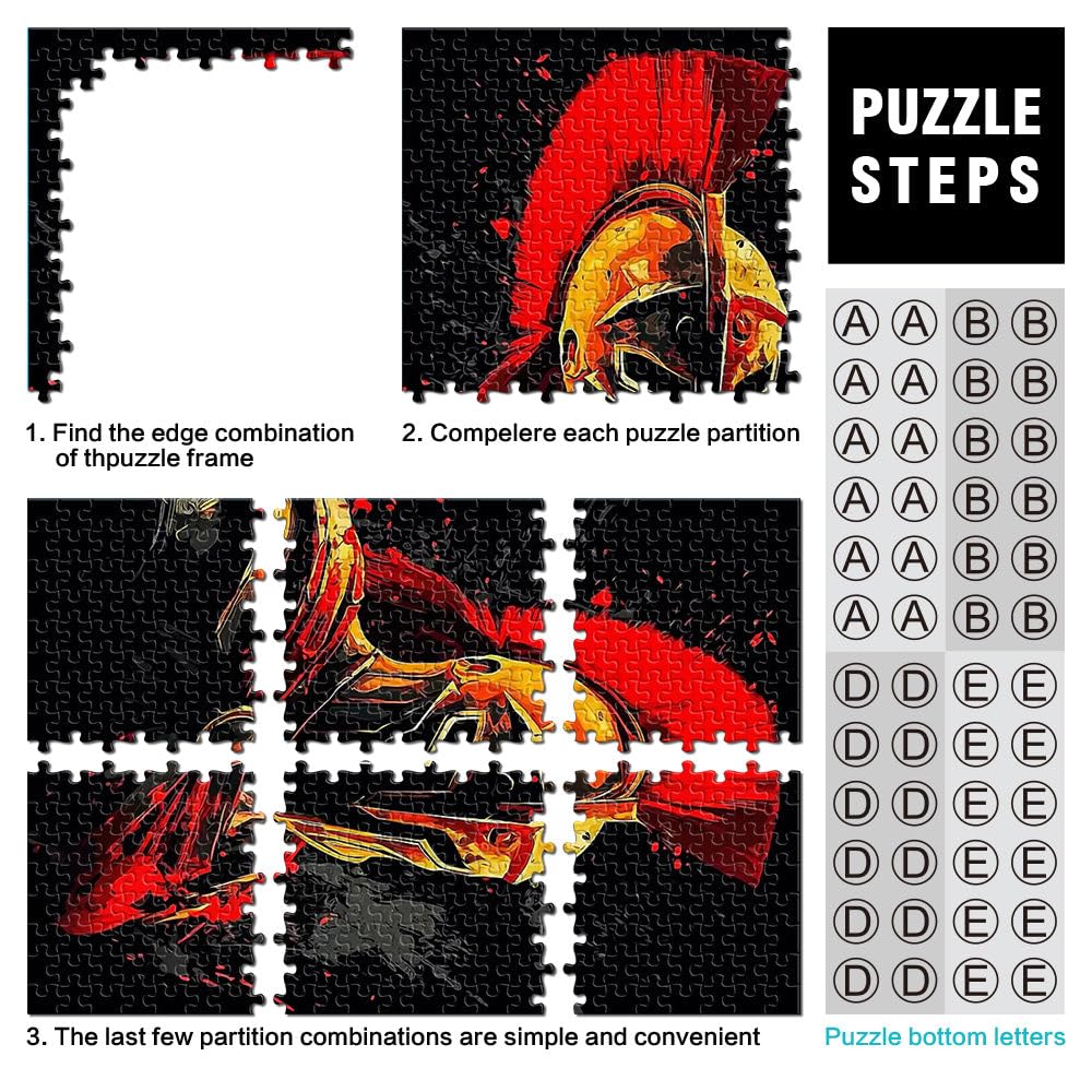 Puzzle 1000 pezzi per adolescenti soldato guerriero spartano Sfida di gioco educativo giocattolo Decorazioni e regali unici per la casa 52x38cm