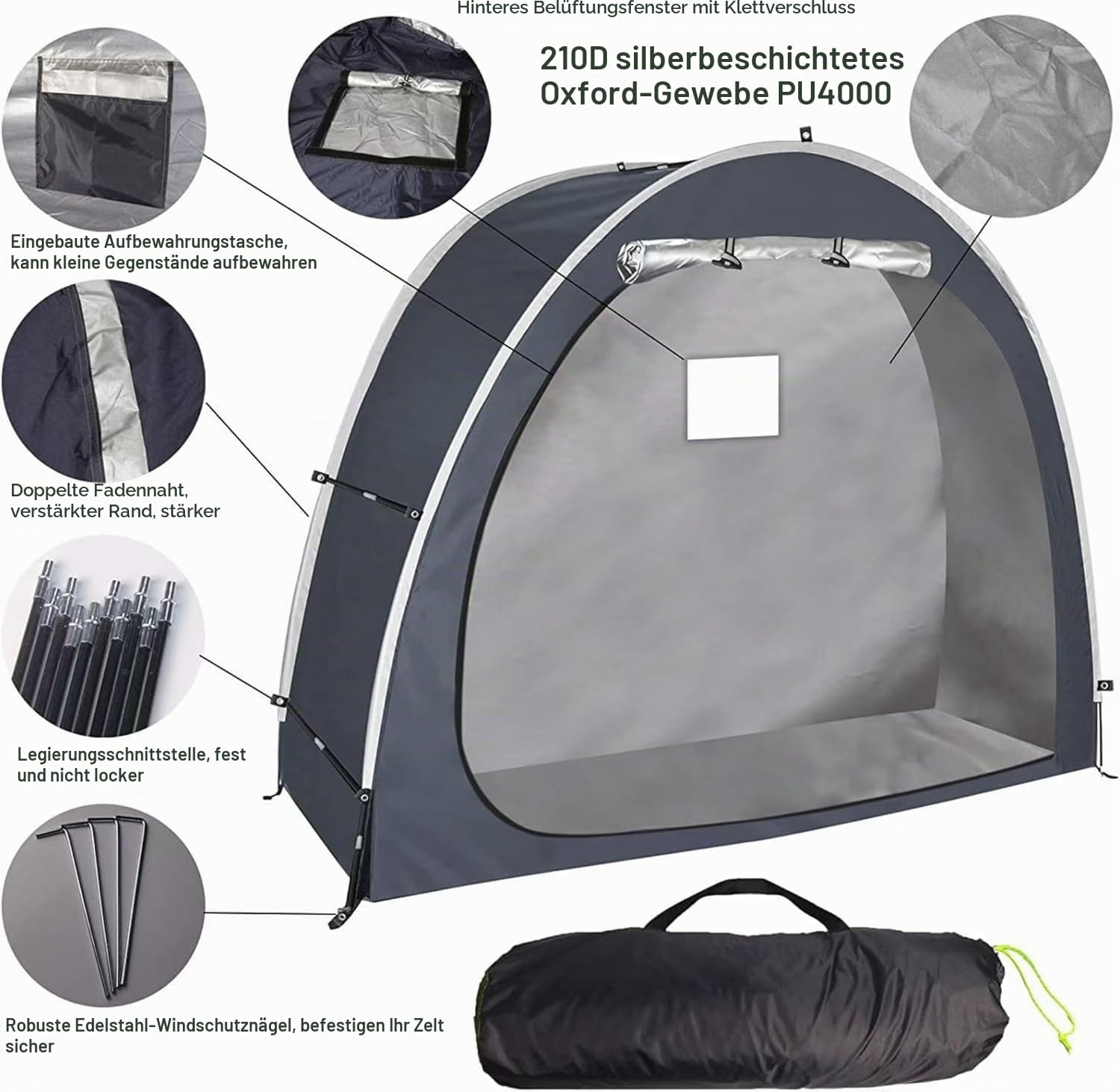 Fahrradzelt Outdoor Lagerung Wasserdicht - Schwerlast Fahrradabdeckungen für 2 Fahrräder - Fahrrad Pop-Up Zelt für Camping, Fahrräder, Motorräder, ATVs, Garage, Reisen