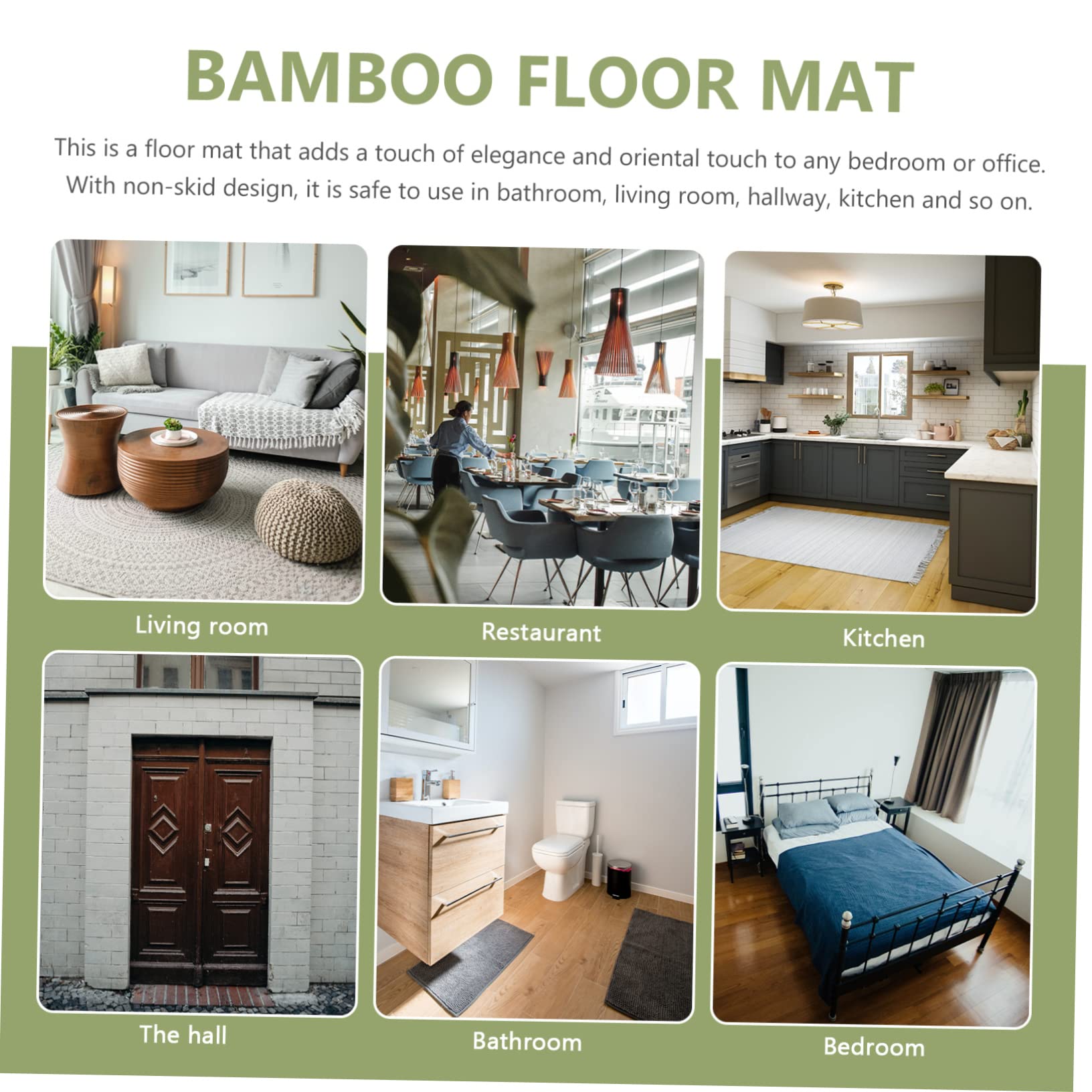 Cabilock Tapis de Bain en Bambou Antidérapant Marron, Tapis de Sol Élégant sans Assemblage, pour Salle de Bain et Chambre, Protection Confortable et Solide