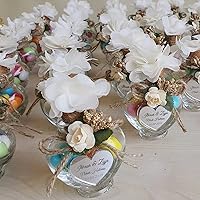 Vista 8 de 3 tarros de vidrio en forma de corazón con tapas de corcho, recipiente lindo de 2.7 onzas, 2.5 x 1.68 x 2.95 pulgadas, botellas de vidrio pequeñas