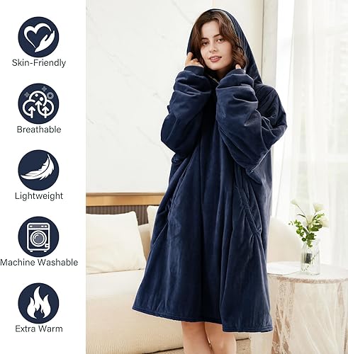 Vista 108 de LetsFunny Manta con capucha, manta de forro polar Sherpa de gran tamaño, súper suave, cálida y acogedora con bolsillo gigante, para mujeres, Aguacate