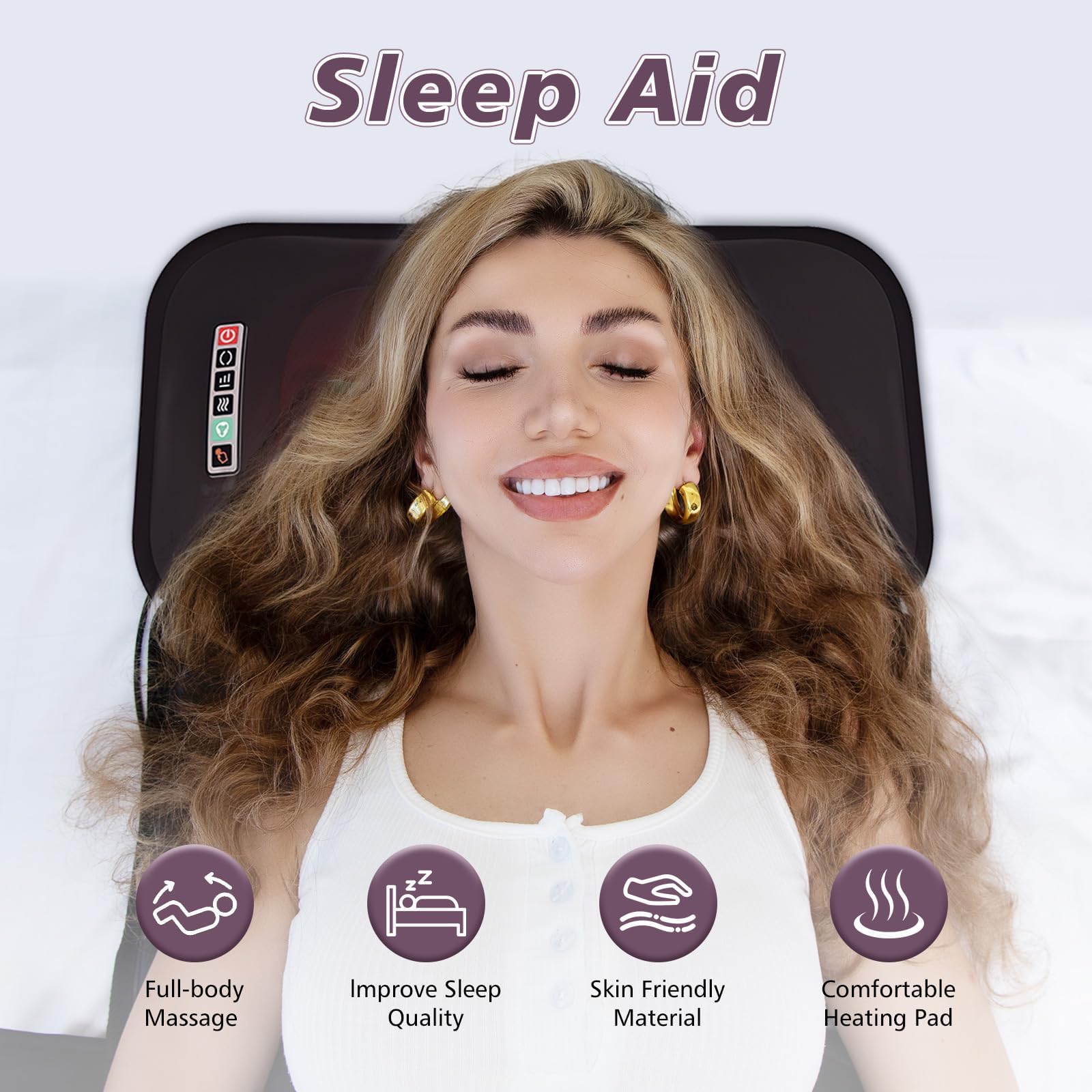 Ganzkörper-Massagematte mit Wärmefunktion, abnehmbarem Nackenmassagegerät, verschiedenen Massagemodi für den ganzen Körper, Massagekissen mit 10 Vibrationsmotoren und 9 Geschwindigkeitsstufen für