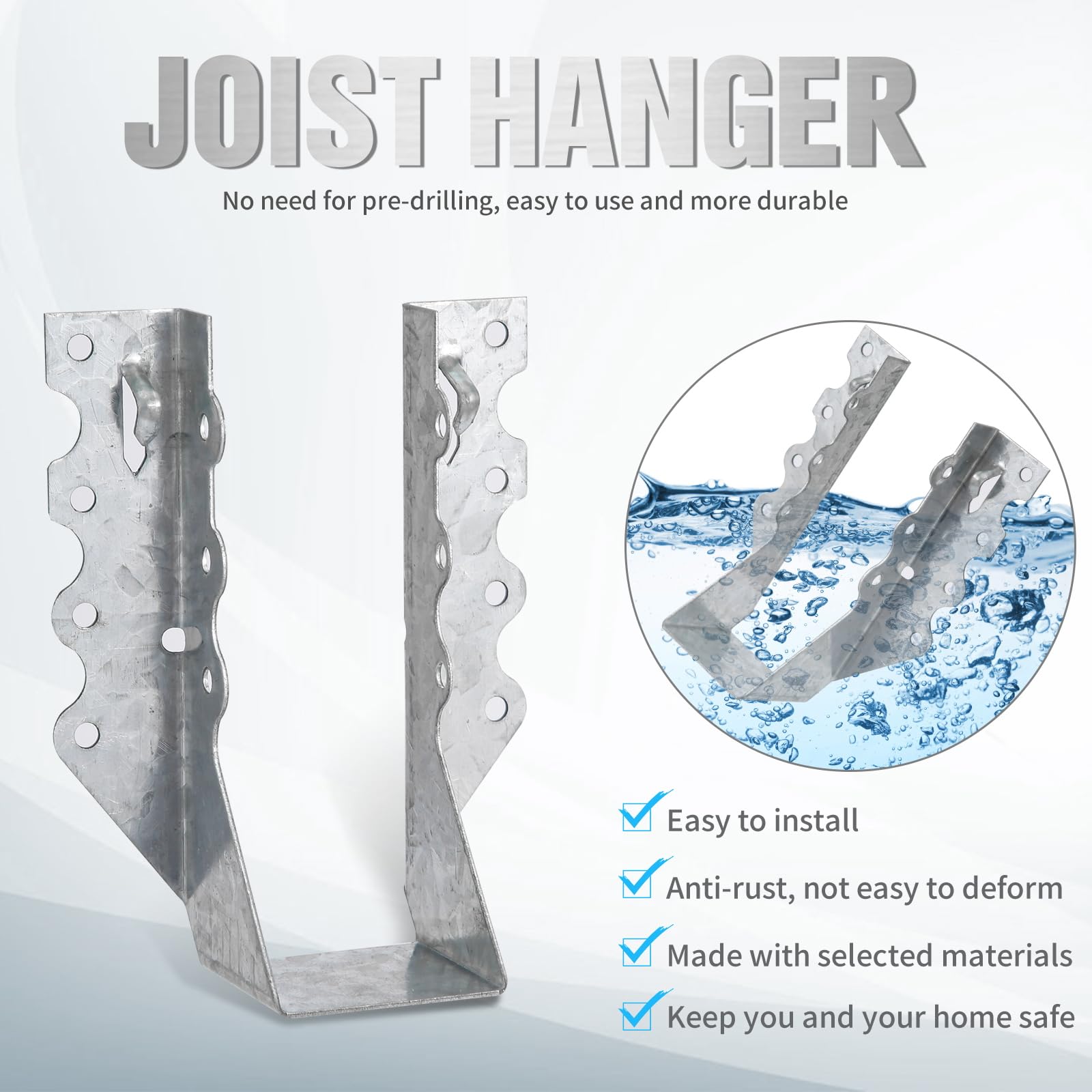 YOUYIKOO 25 pcs 2x6 Joist Hanger,LU26 20 Gauge Galvanizing Face Mount Joist Hangers for Wood,Hurricane Tie for Rafter Fits Truss Connectors.Rafter Hangers 2x6 Great for Floor Deck and Ceiling Joists
