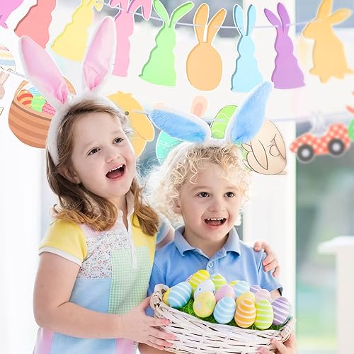 Miniatura 7 de Guirnalda de 5 piezas de pancarta de Pascua, guirnalda de huevos de Pascua, decoraciones de conejito de Pascua, decoración de conejito de Pascua,