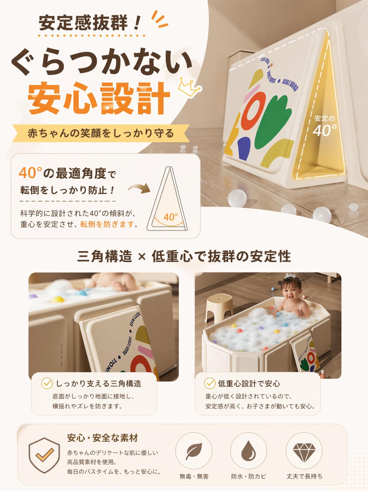 Amazon.co.jp: ベビーバス 折り畳み ポータブル バスタブ 沐浴 ベビー
