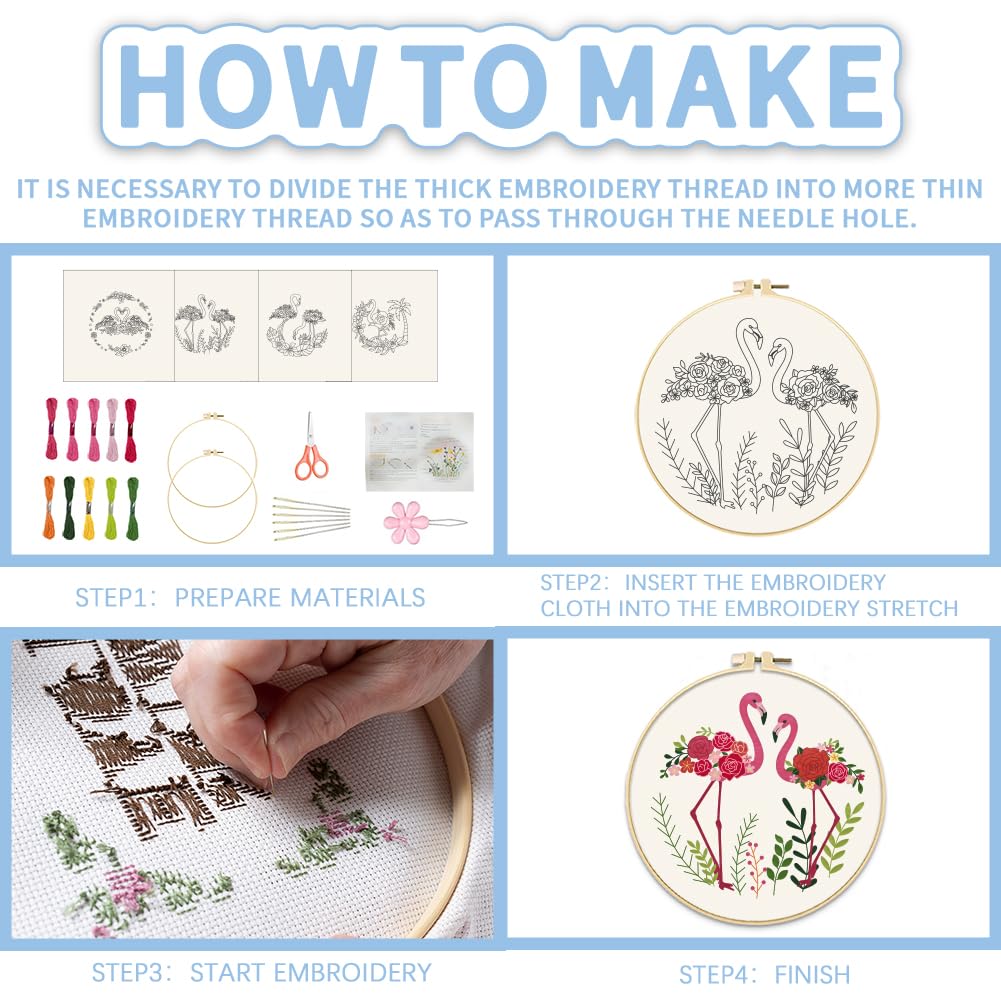 FREEBLOSS Lot De 6 Kits De Broderie Au Point De Croix Rose