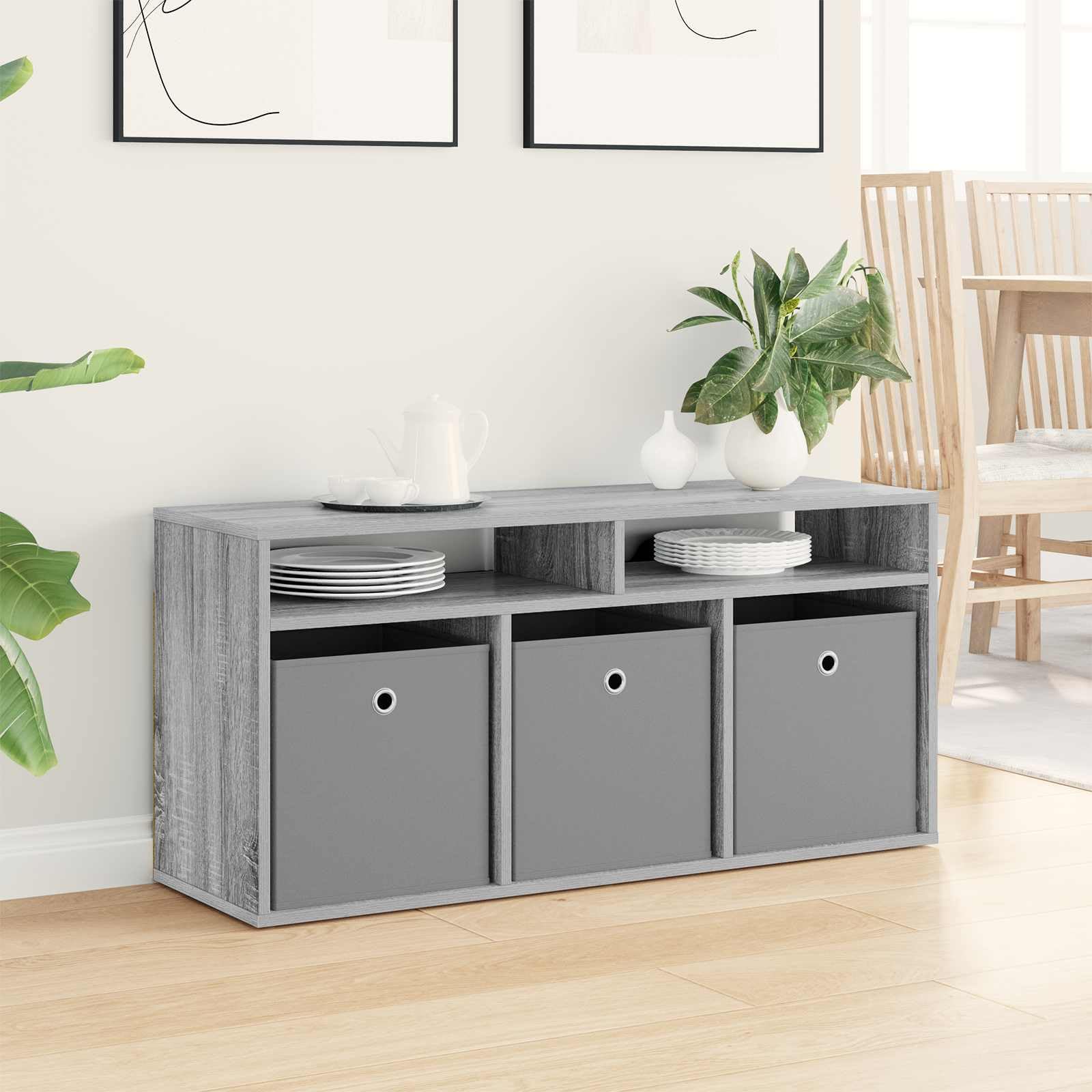 Lowboard TV-Schrank Graues Sonoma 102x32x48,5 cm mit Schubladen