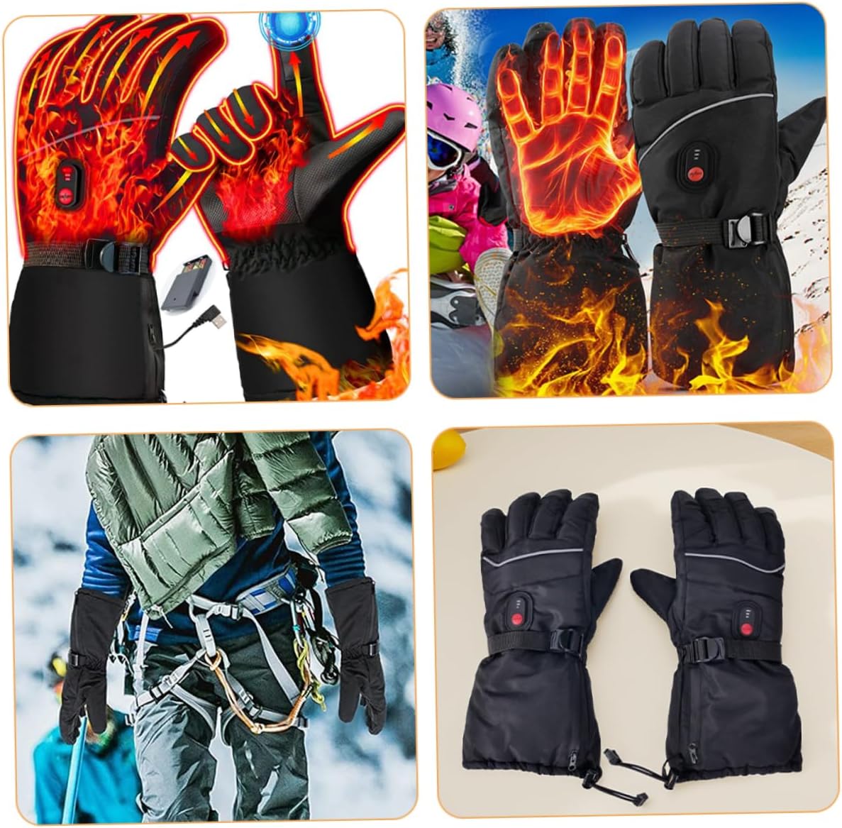 1pair Rechargeable Electric Heated Gloves for Men and Women Touchscreen Thermal Ski Mitts for Outdoor Activities Independent Temperature Control for Skiing Hiking and Camping