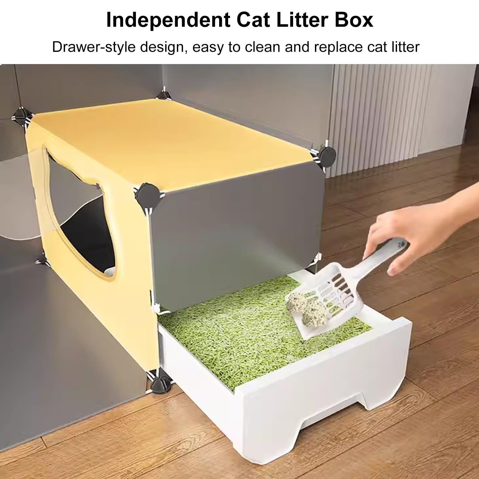 Jaula Grande para Gatos, Jaula para Gatos de 3 Niveles para Interiores con 2 Cajas de Arena, Recinto para Gatos, Perrera para Gatos de Interior, Villa para Gatos, para 2-4 Gatos