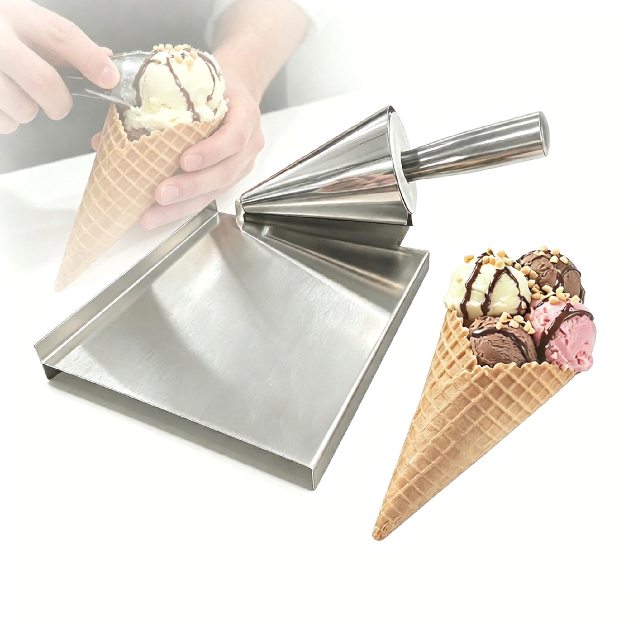 Stampo Per Coni Gelato - Robusto Stampo In Alluminio Pressofuso Per Coni Con Base In Acciaio Inossidabile, Ideale Per Preparare Involtini Primavera Croccanti E Gusci Di Pasta Sfoglia.