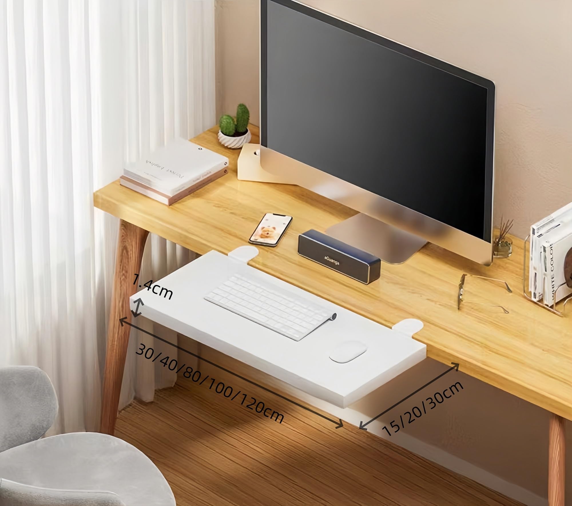 Amazon.co.jp: 無垢材デスクエクステンダー、厚さ1.4cm、耐荷重15kg